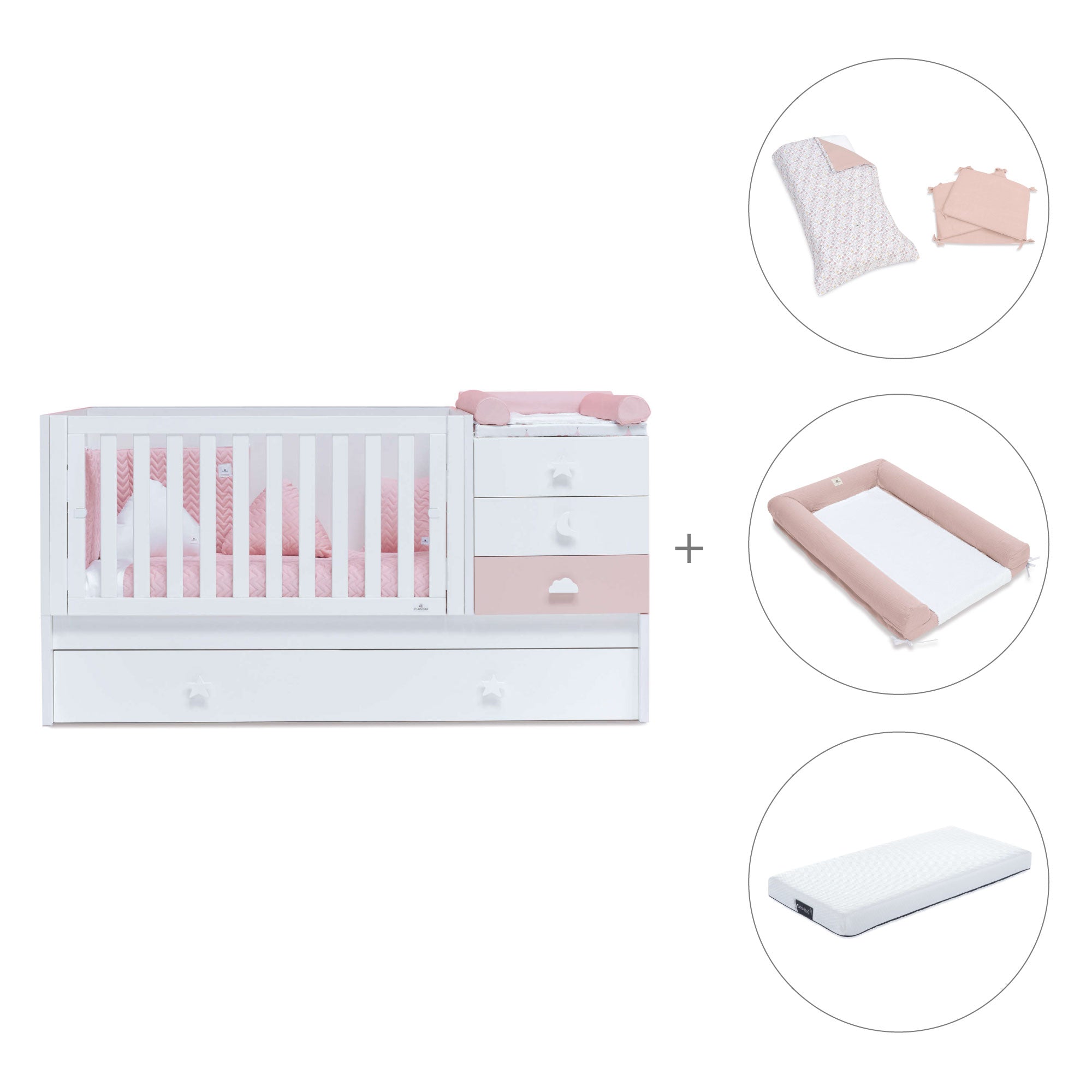 Lettino trasformabile 70x140 cm bianco/rosa · Sero Bubble K554-M7742