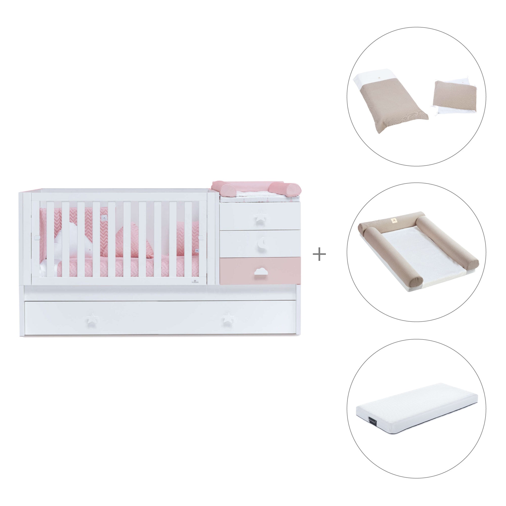 Lettino trasformabile 70x140 cm bianco/rosa · Sero Bubble K554-M7742