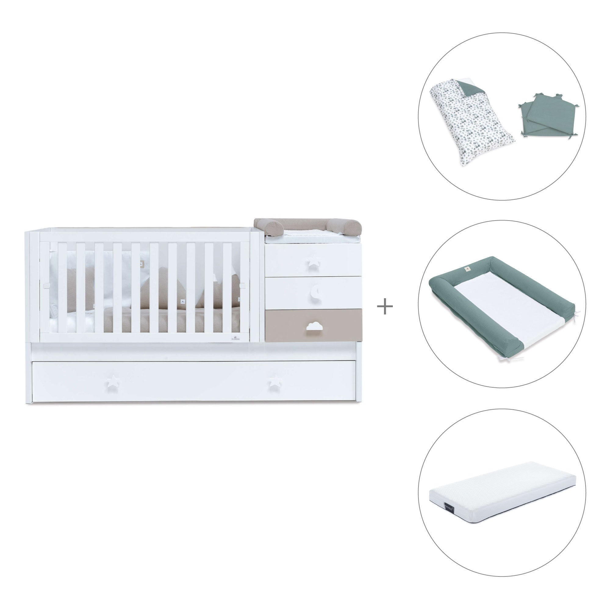 Lettino trasformabile 70x140 cm bianco/beige · Sero Bubble K554-M7753