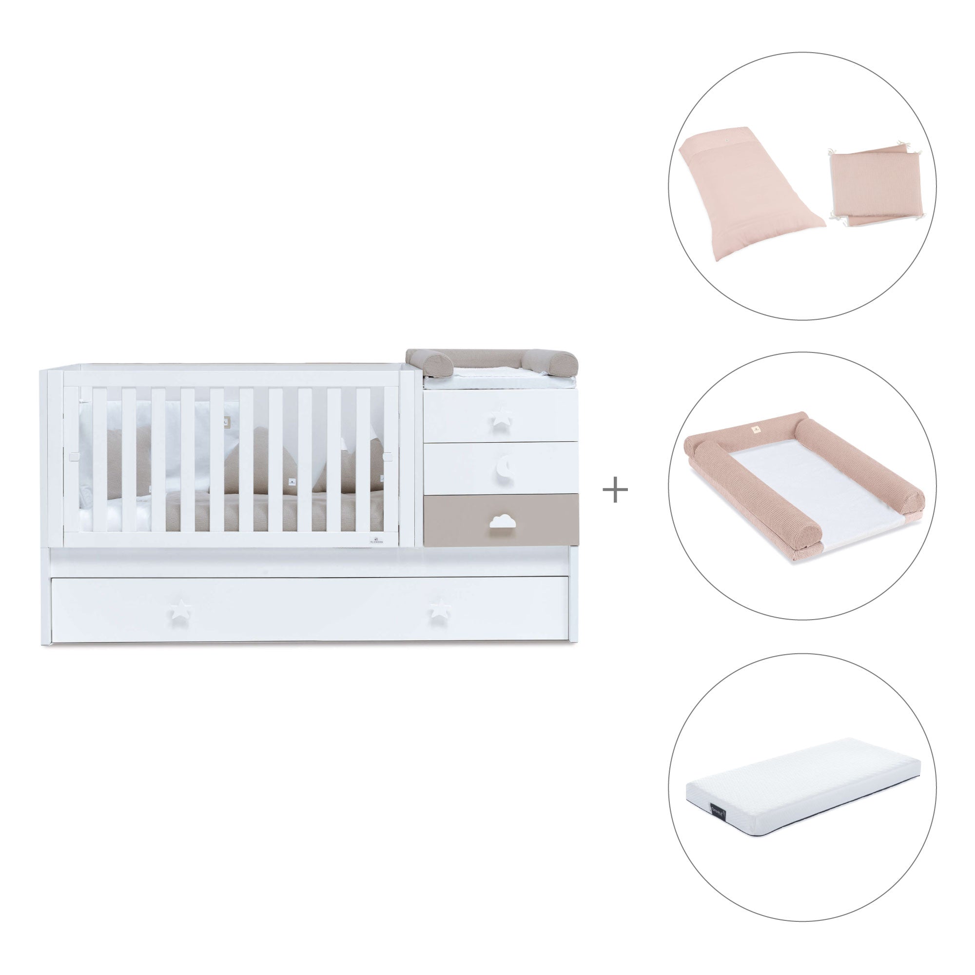 Lettino trasformabile 70x140 cm bianco/beige · Sero Bubble K554-M7753