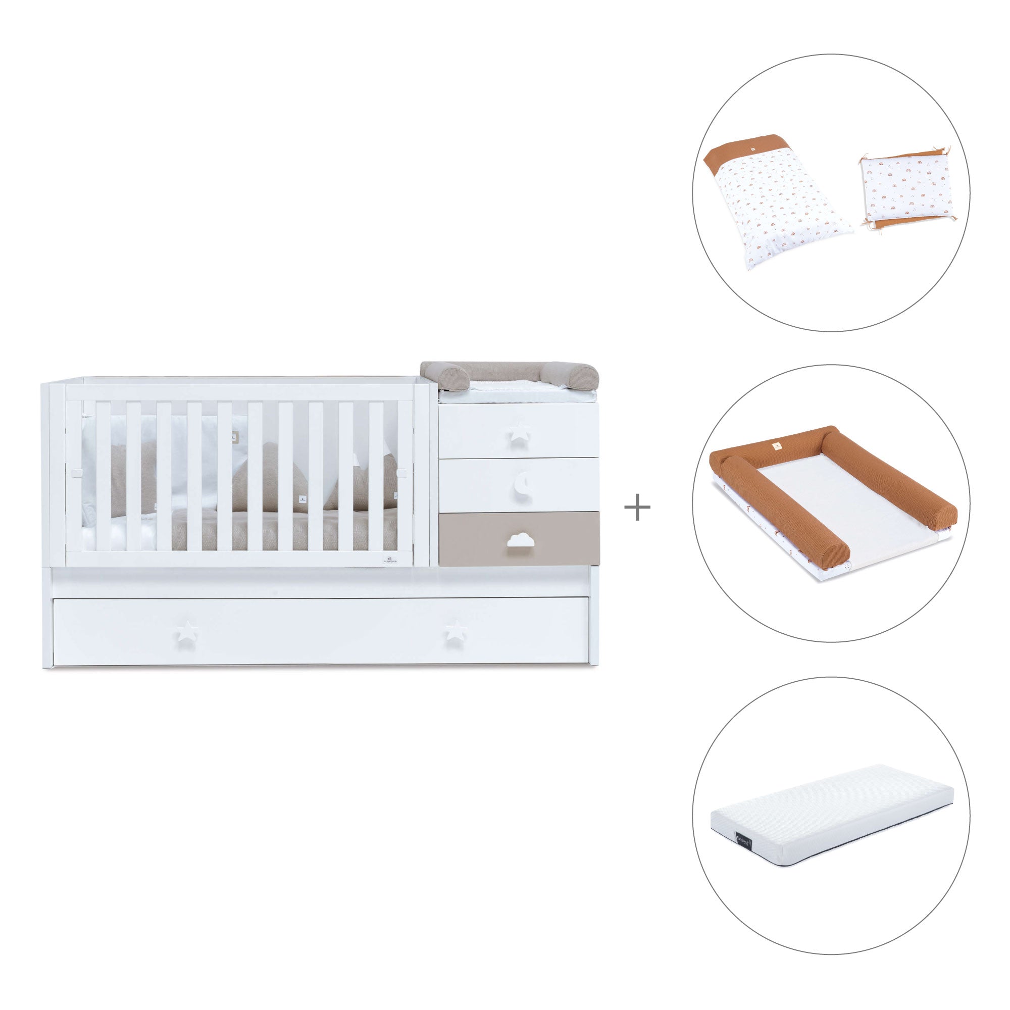 Lettino trasformabile 70x140 cm bianco/beige · Sero Bubble K554-M7753