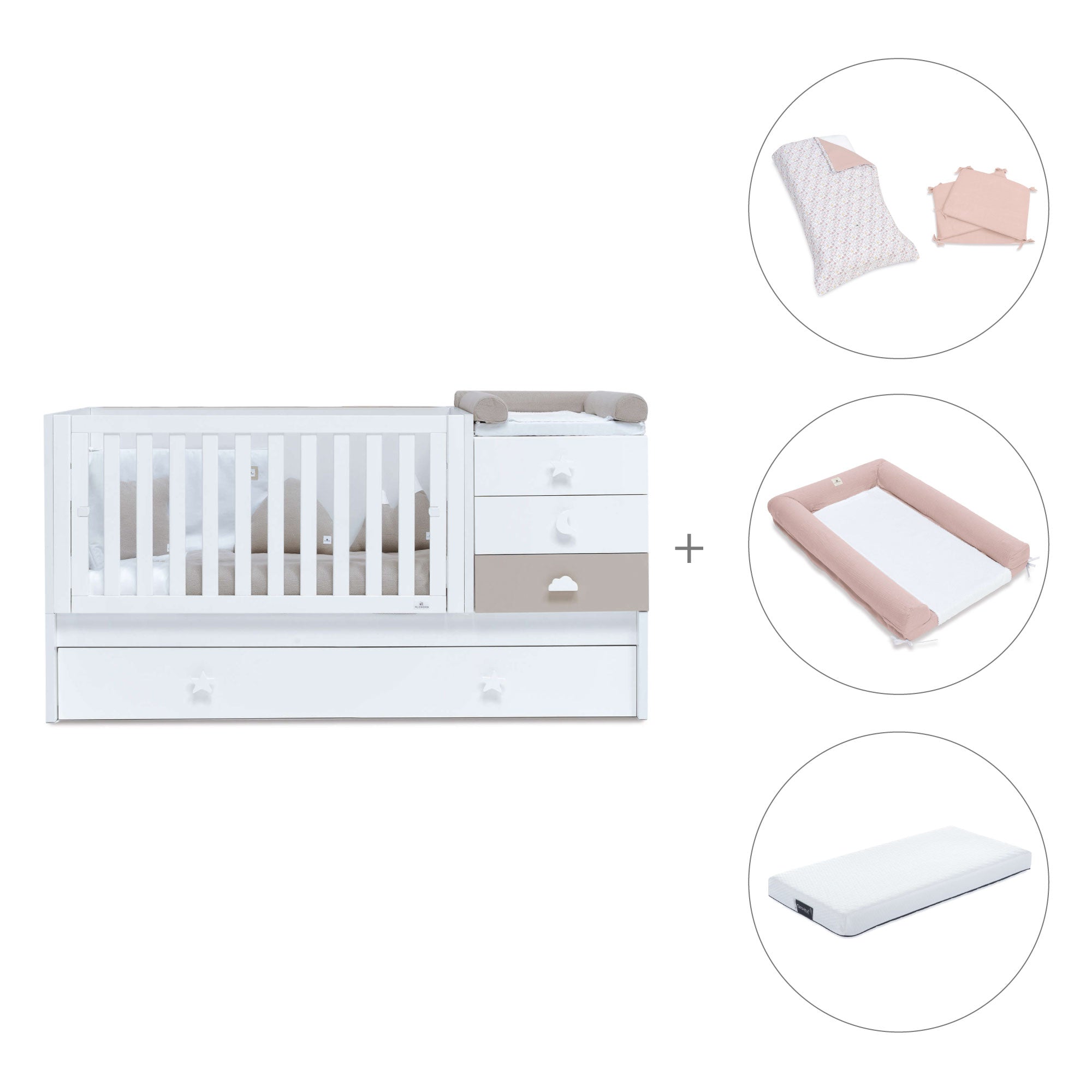 Lettino trasformabile 70x140 cm bianco/beige · Sero Bubble K554-M7753