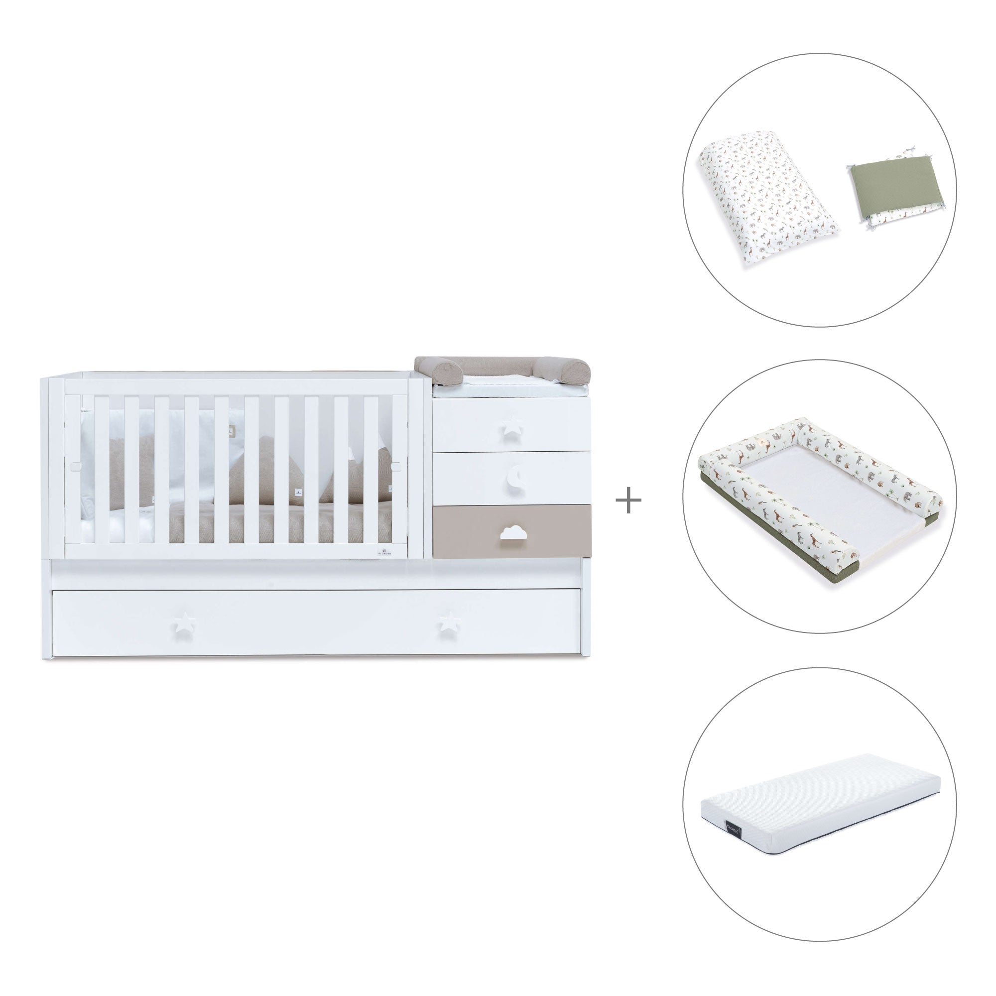 Lettino trasformabile 70x140 cm bianco/beige · Sero Bubble K554-M7753