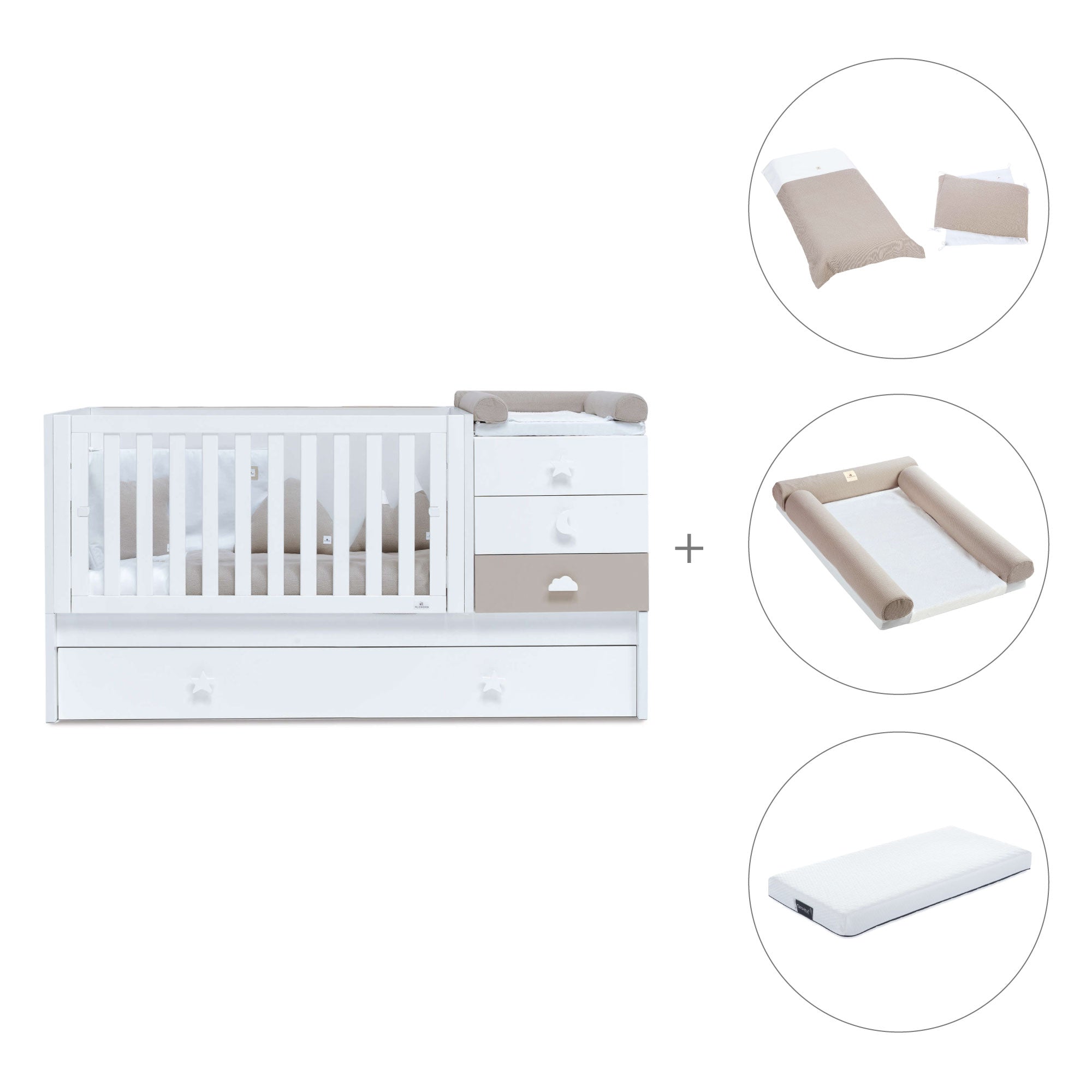 Lettino trasformabile 70x140 cm bianco/beige · Sero Bubble K554-M7753