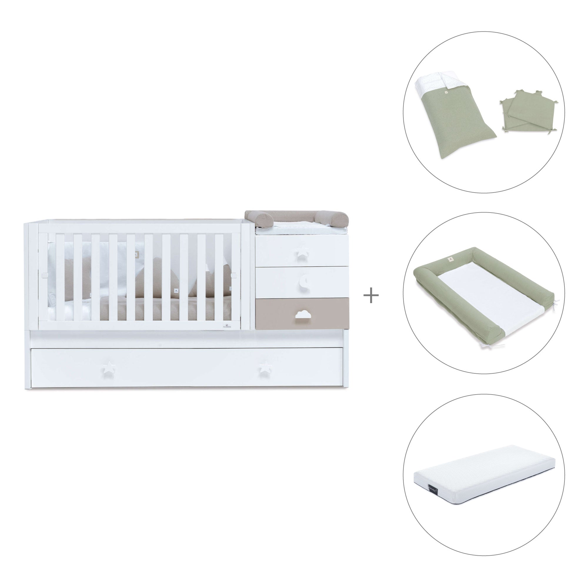 Lettino trasformabile 70x140 cm bianco/beige · Sero Bubble K554-M7753