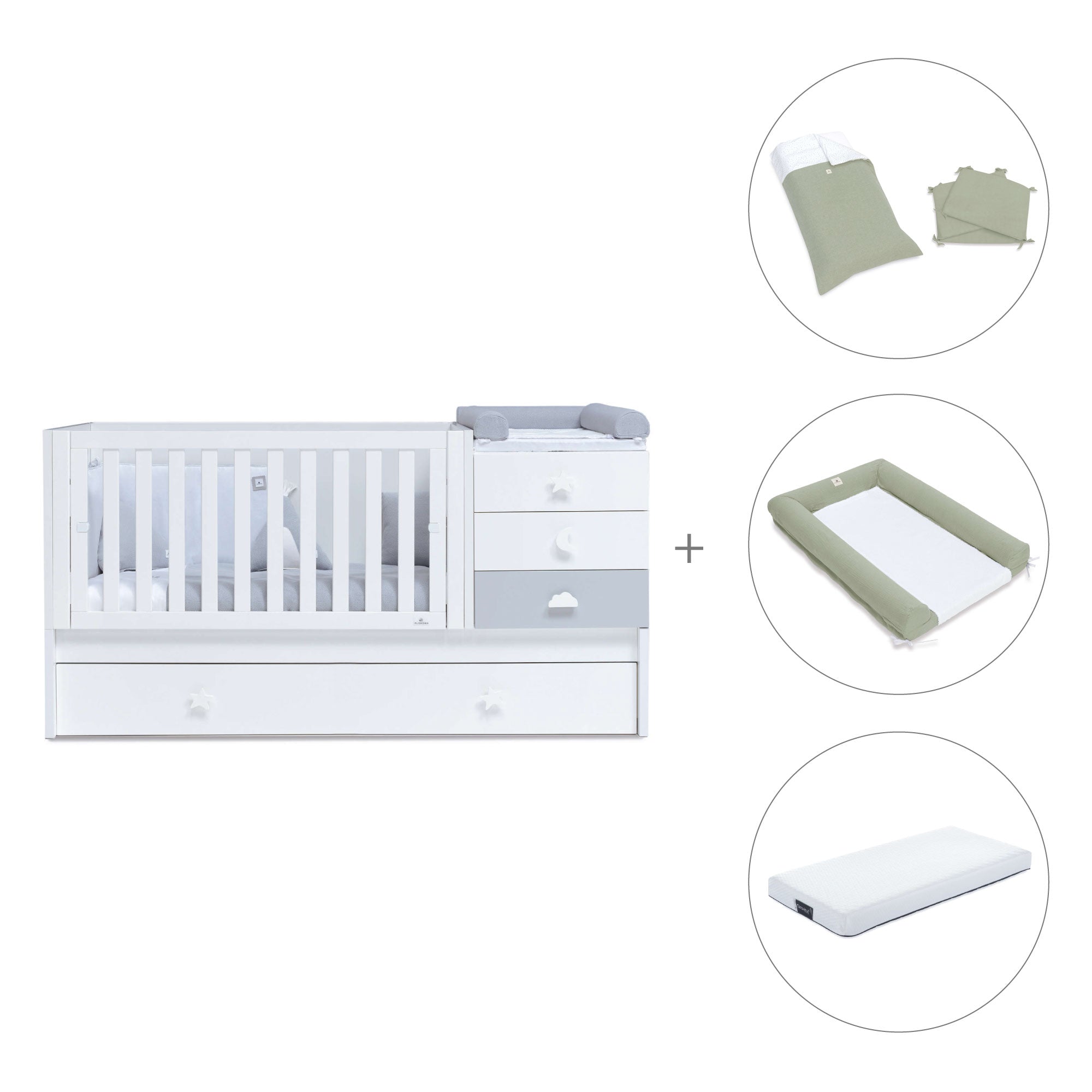 Lettino trasformabile 70x140 cm bianco/grigio · Sero Bubble K554-M7778