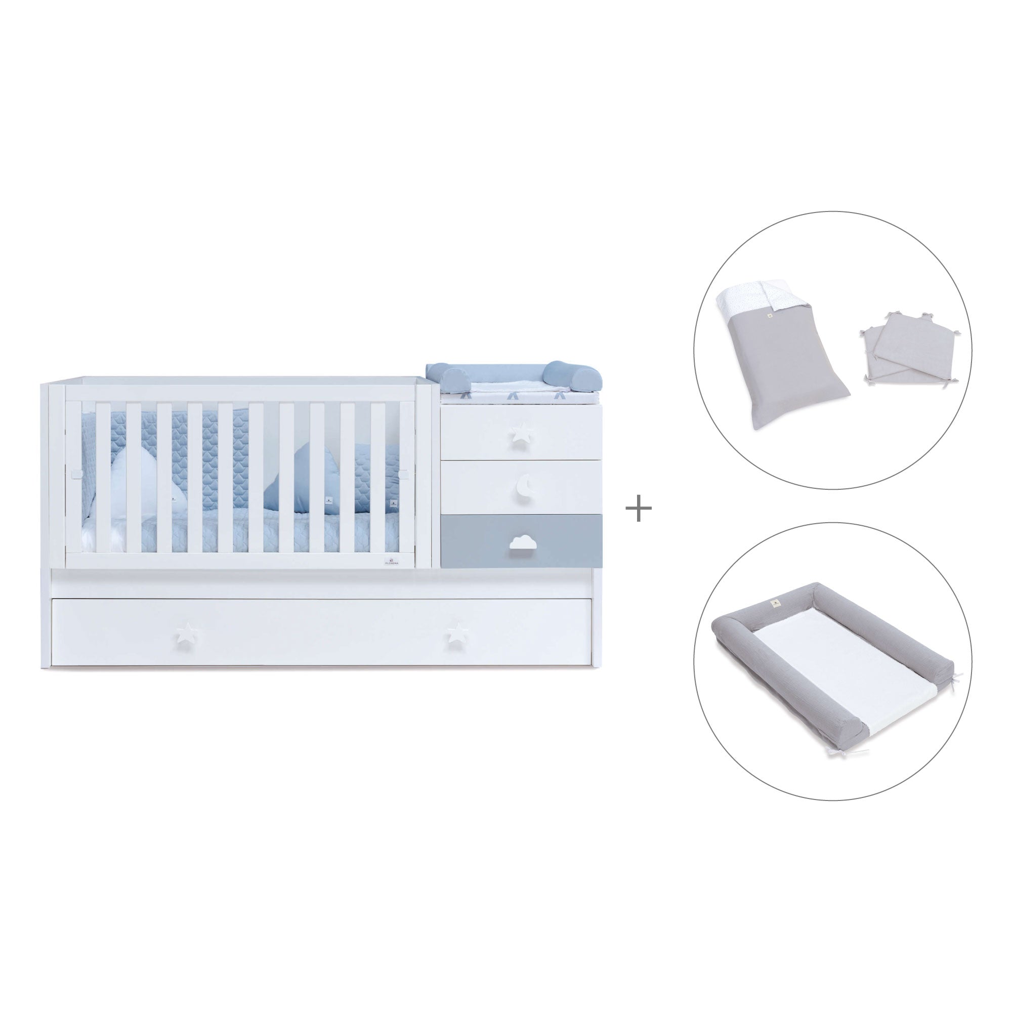 Lettino trasformabile 70x140 cm bianco/blu · Sero Bubble K554-M7741