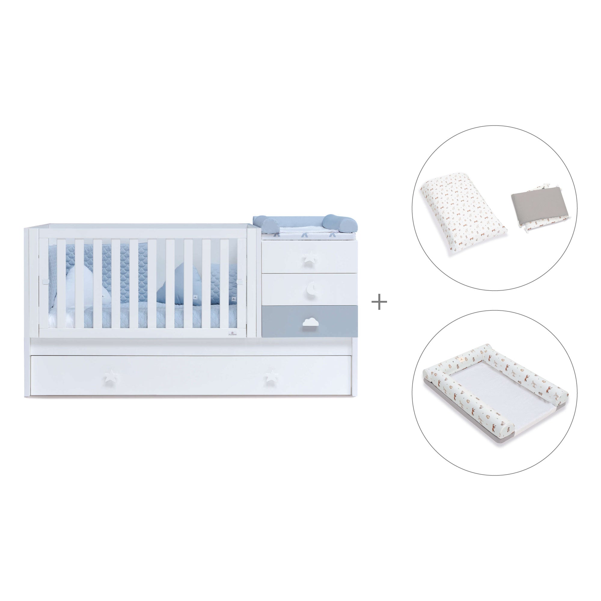 Lettino trasformabile 70x140 cm bianco/blu · Sero Bubble K554-M7741