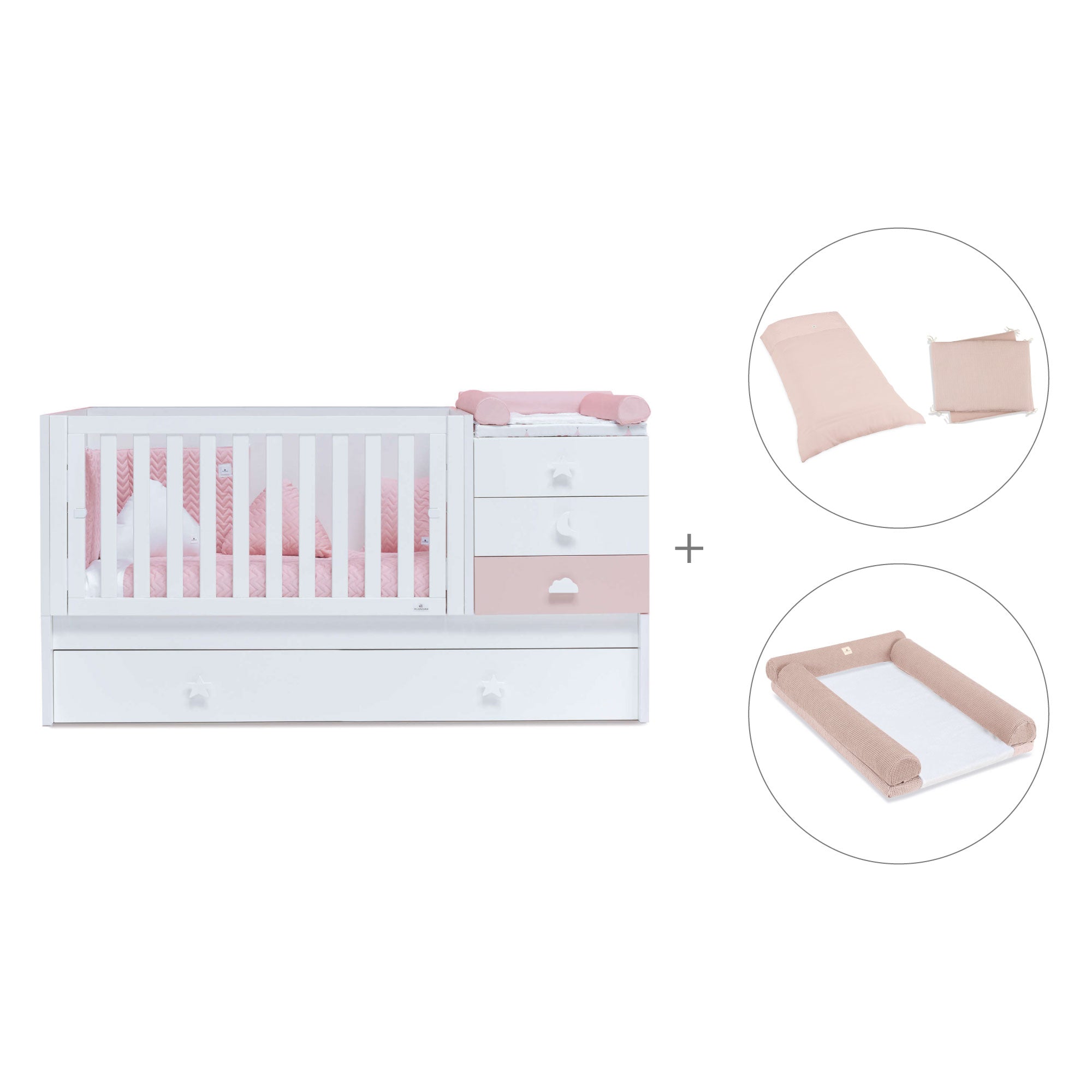 Lettino trasformabile 70x140 cm bianco/rosa · Sero Bubble K554-M7742