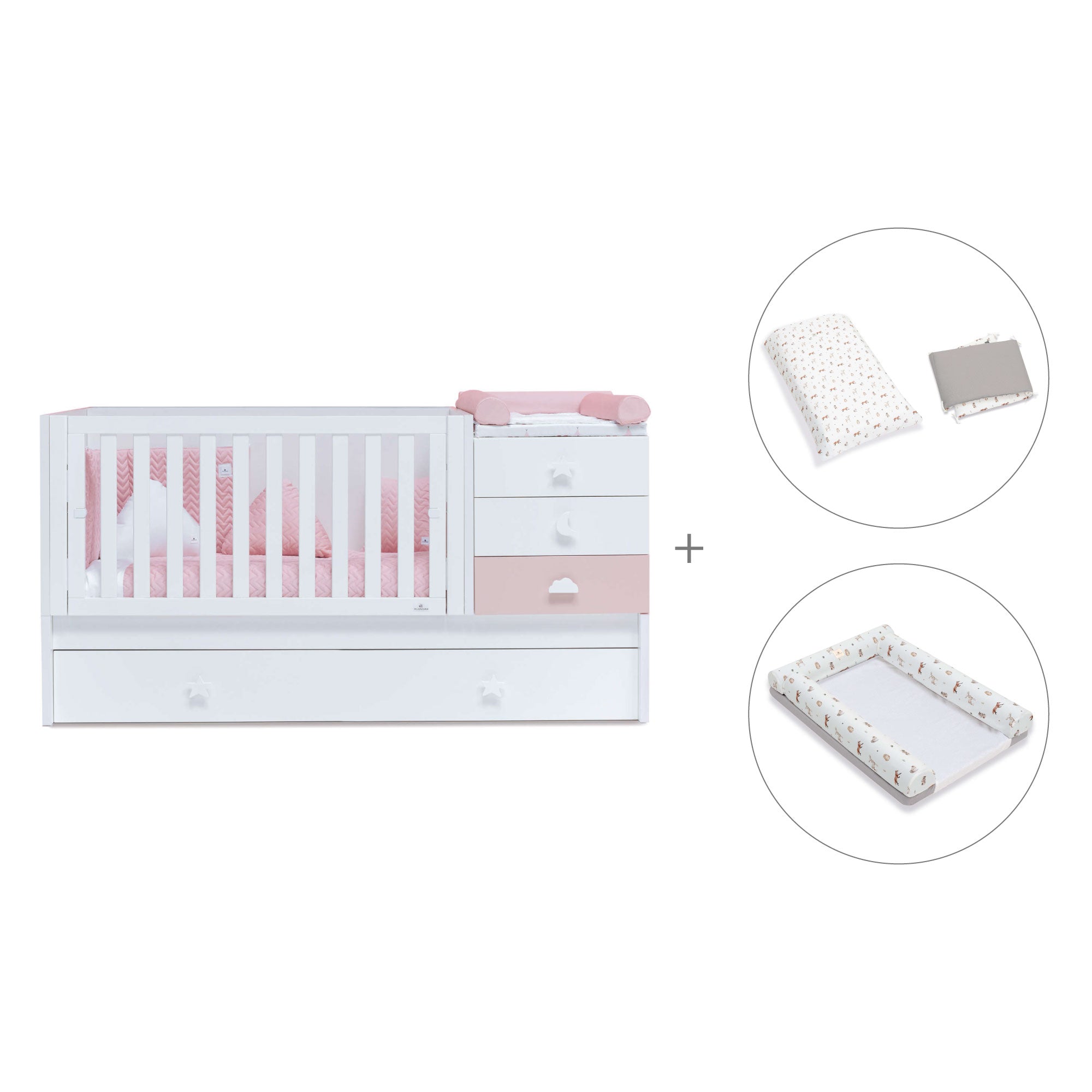 Lettino trasformabile 70x140 cm bianco/rosa · Sero Bubble K554-M7742