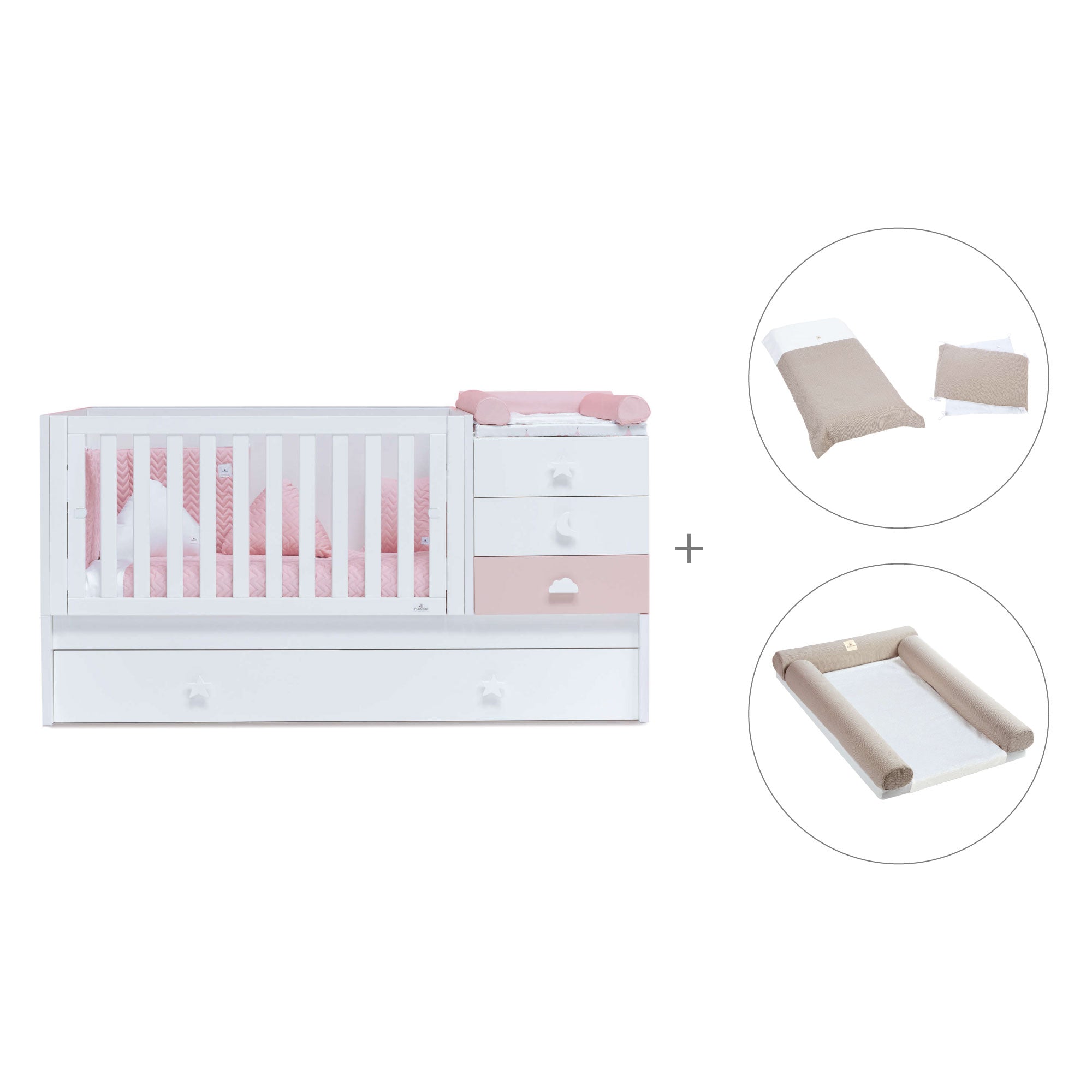 Lettino trasformabile 70x140 cm bianco/rosa · Sero Bubble K554-M7742