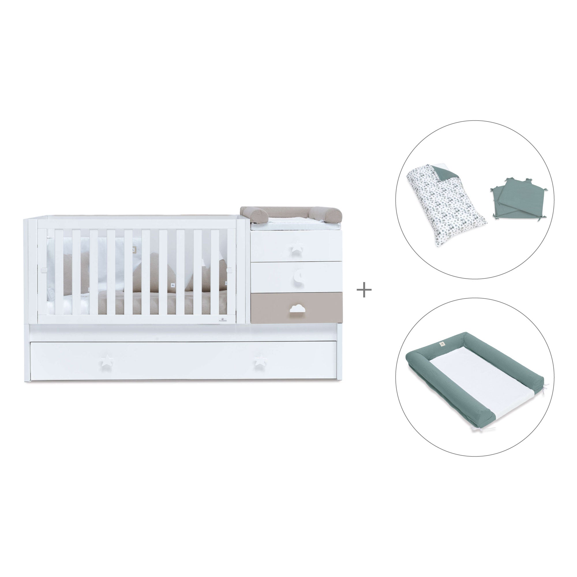 Lettino trasformabile 70x140 cm bianco/beige · Sero Bubble K554-M7753