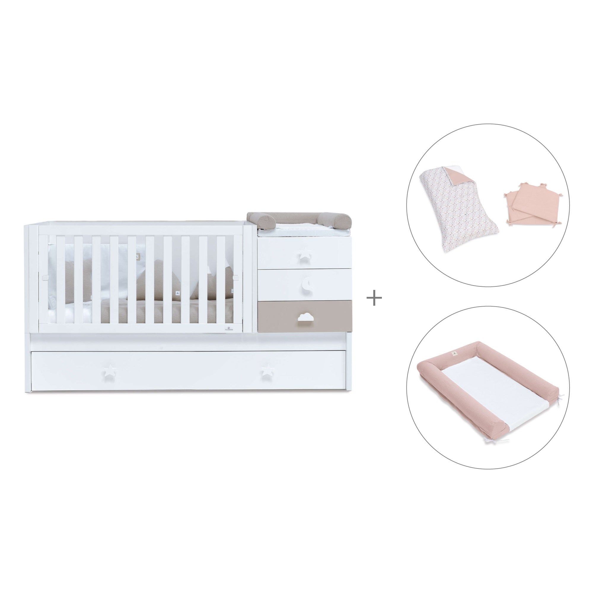 Lettino trasformabile 70x140 cm bianco/beige · Sero Bubble K554-M7753