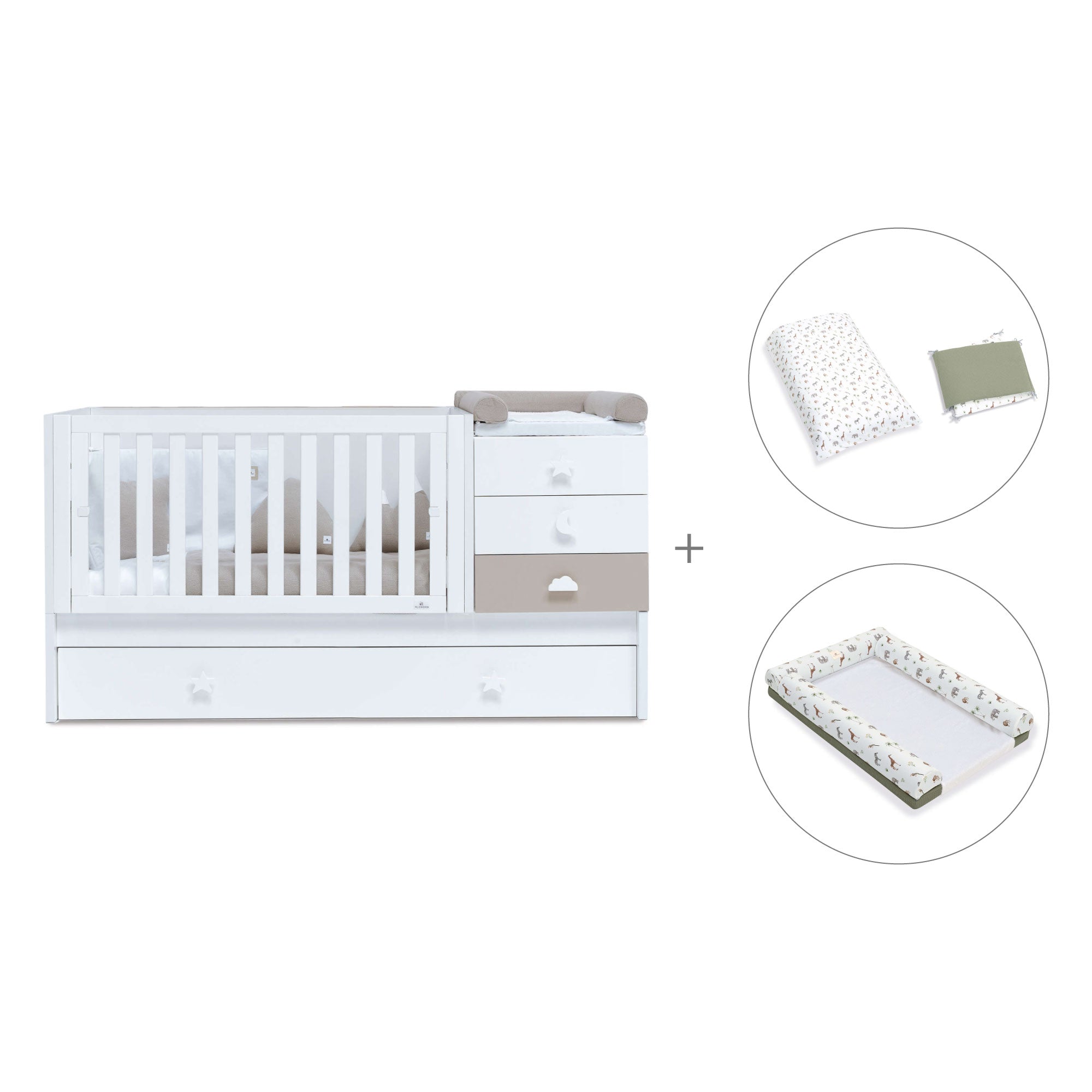 Lettino trasformabile 70x140 cm bianco/beige · Sero Bubble K554-M7753