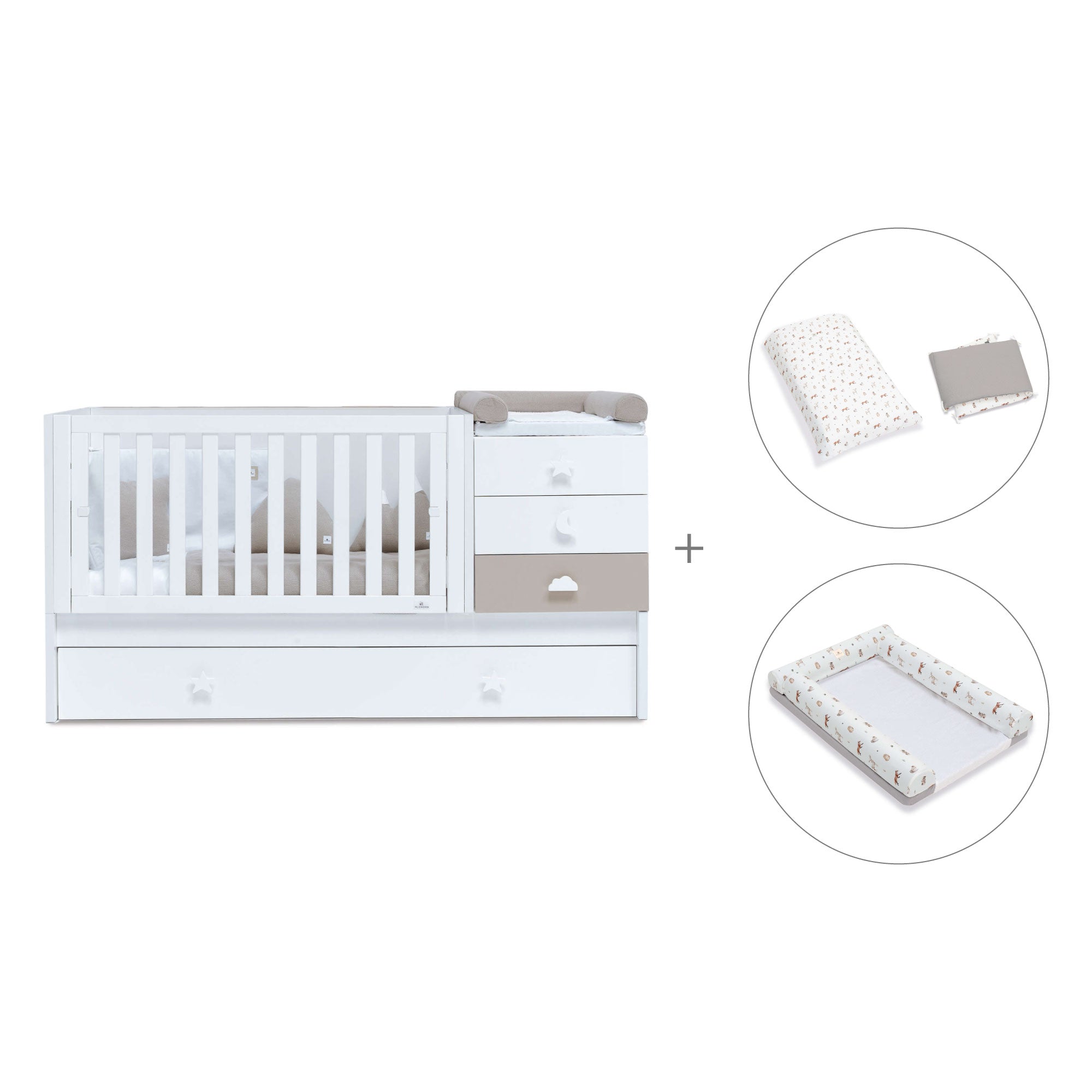 Lettino trasformabile 70x140 cm bianco/beige · Sero Bubble K554-M7753