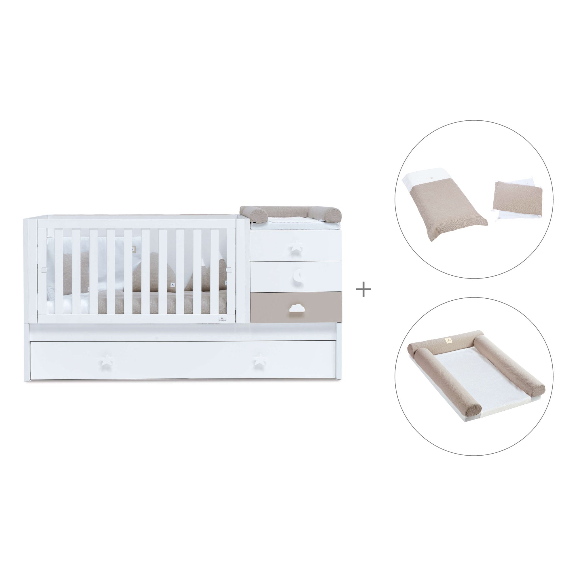 Lettino trasformabile 70x140 cm bianco/beige · Sero Bubble K554-M7753