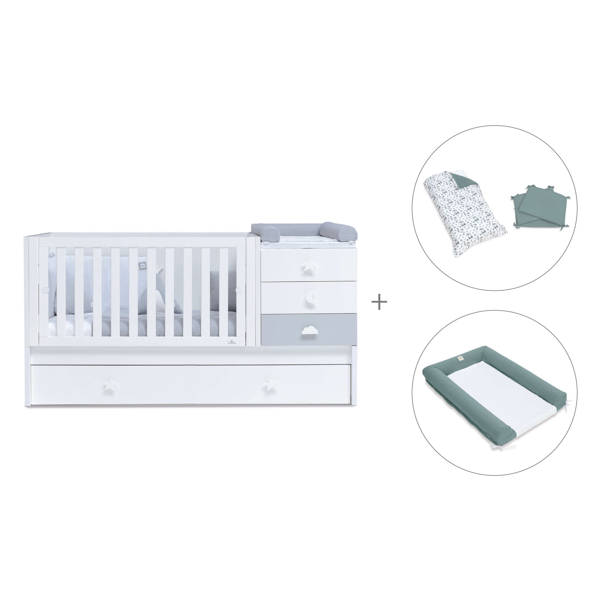 Lettino trasformabile 70x140 cm bianco/grigio · Sero Bubble K554-M7778