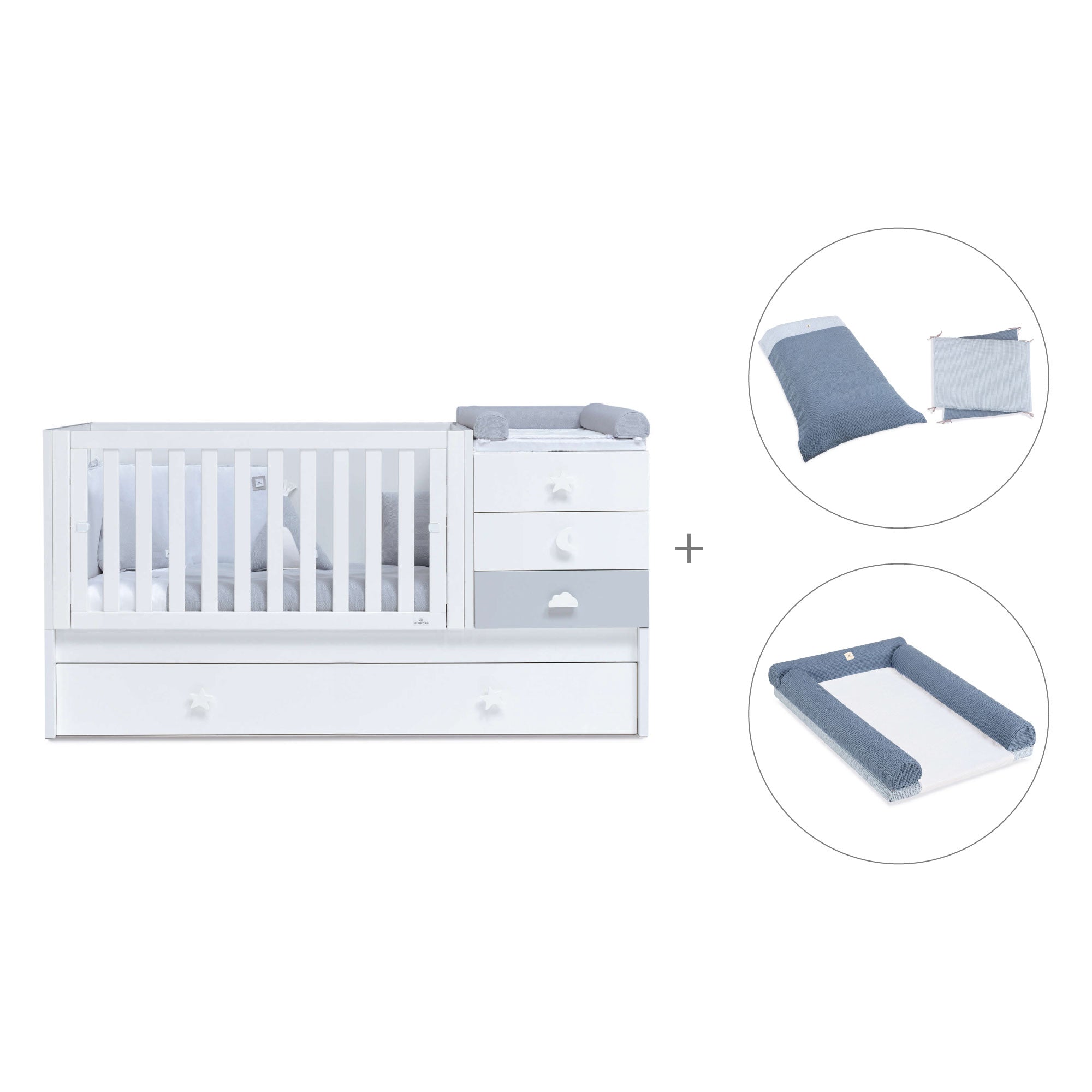 Lettino trasformabile 70x140 cm bianco/grigio · Sero Bubble K554-M7778