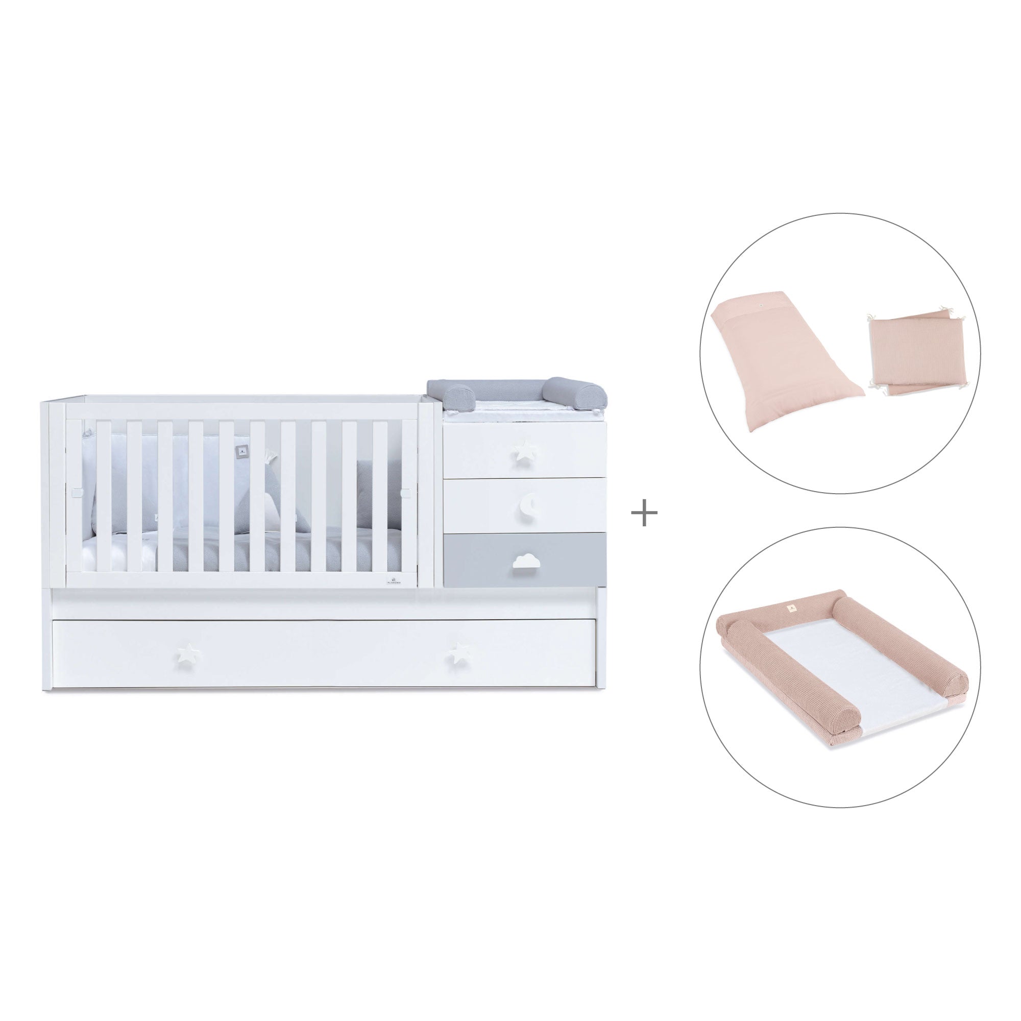 Lettino trasformabile 70x140 cm bianco/grigio · Sero Bubble K554-M7778