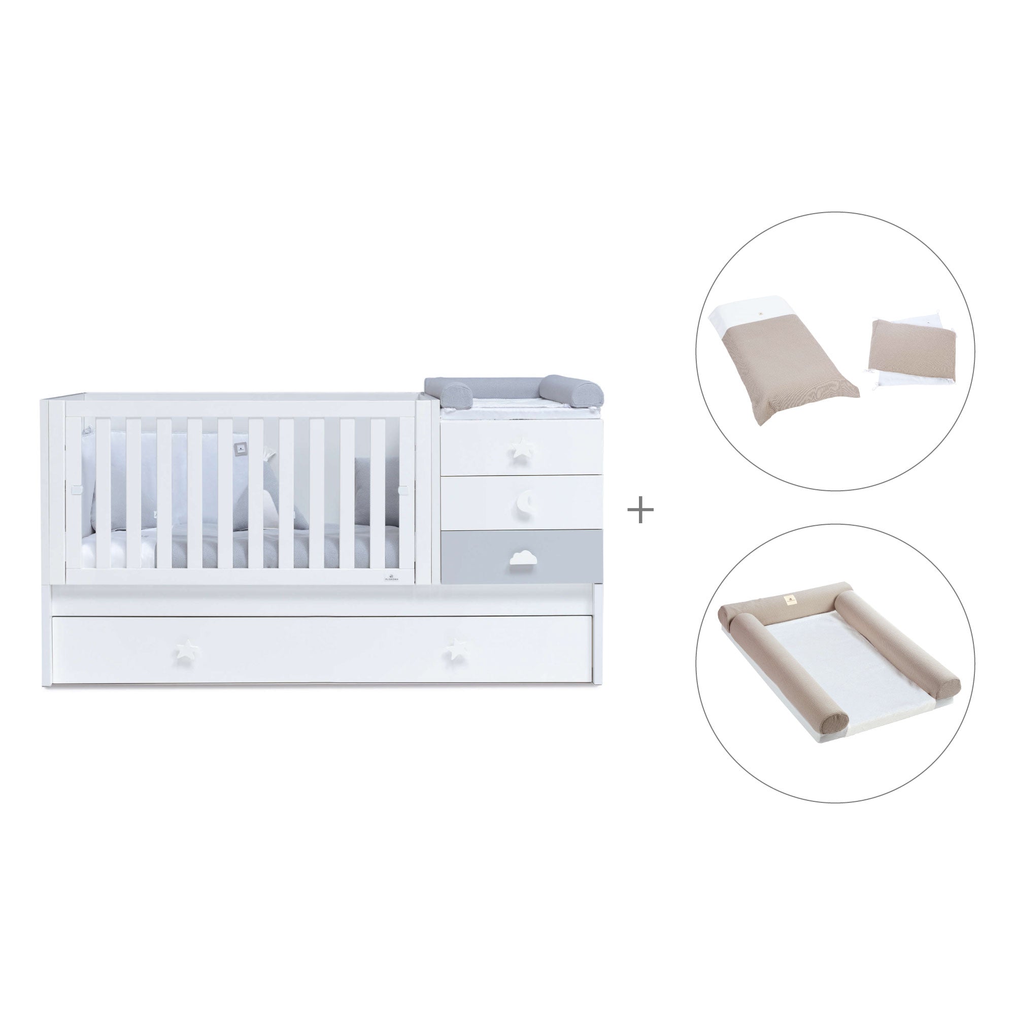 Lettino trasformabile 70x140 cm bianco/grigio · Sero Bubble K554-M7778