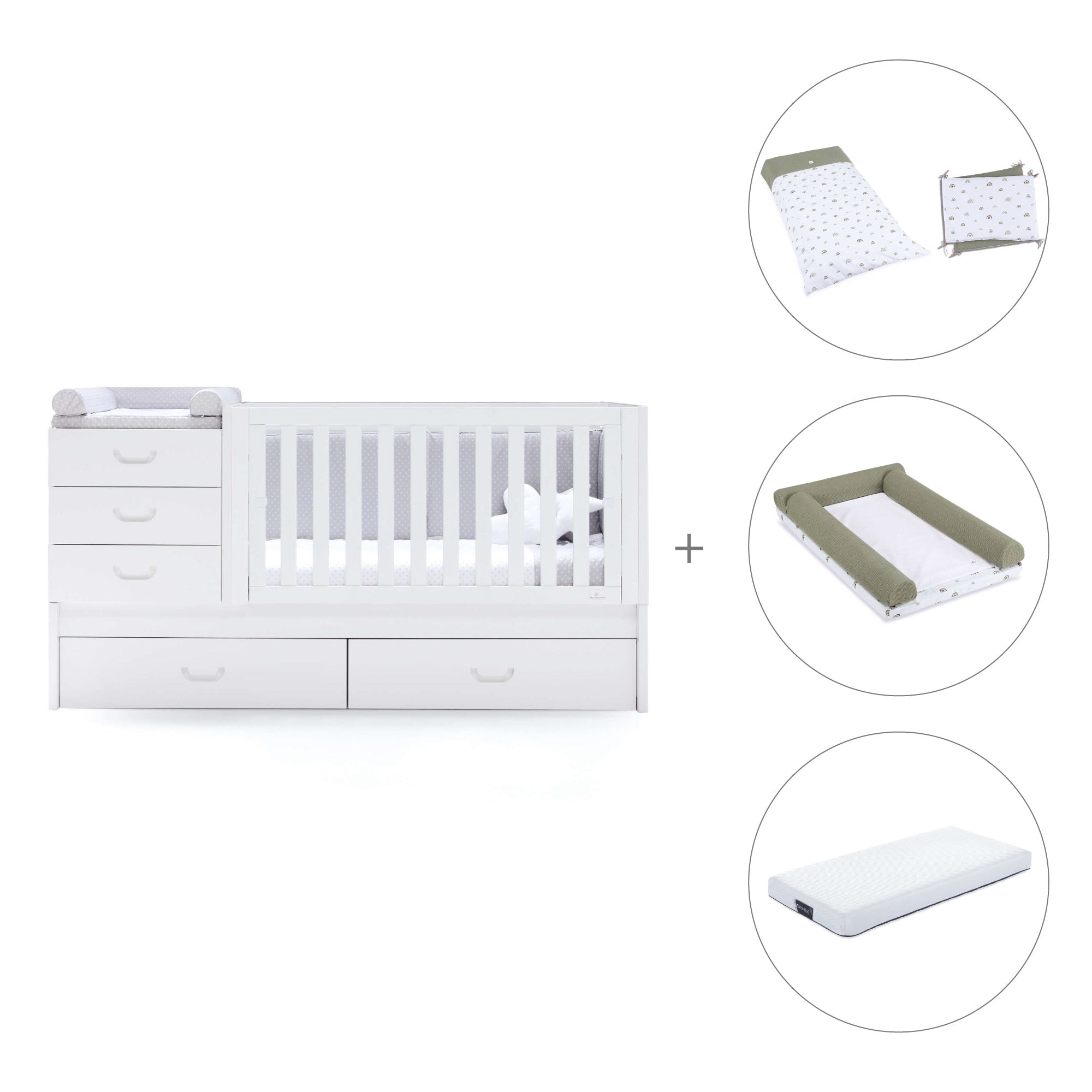 Lettino trasformabile 70x140 cm bianco · Sero Joy K559