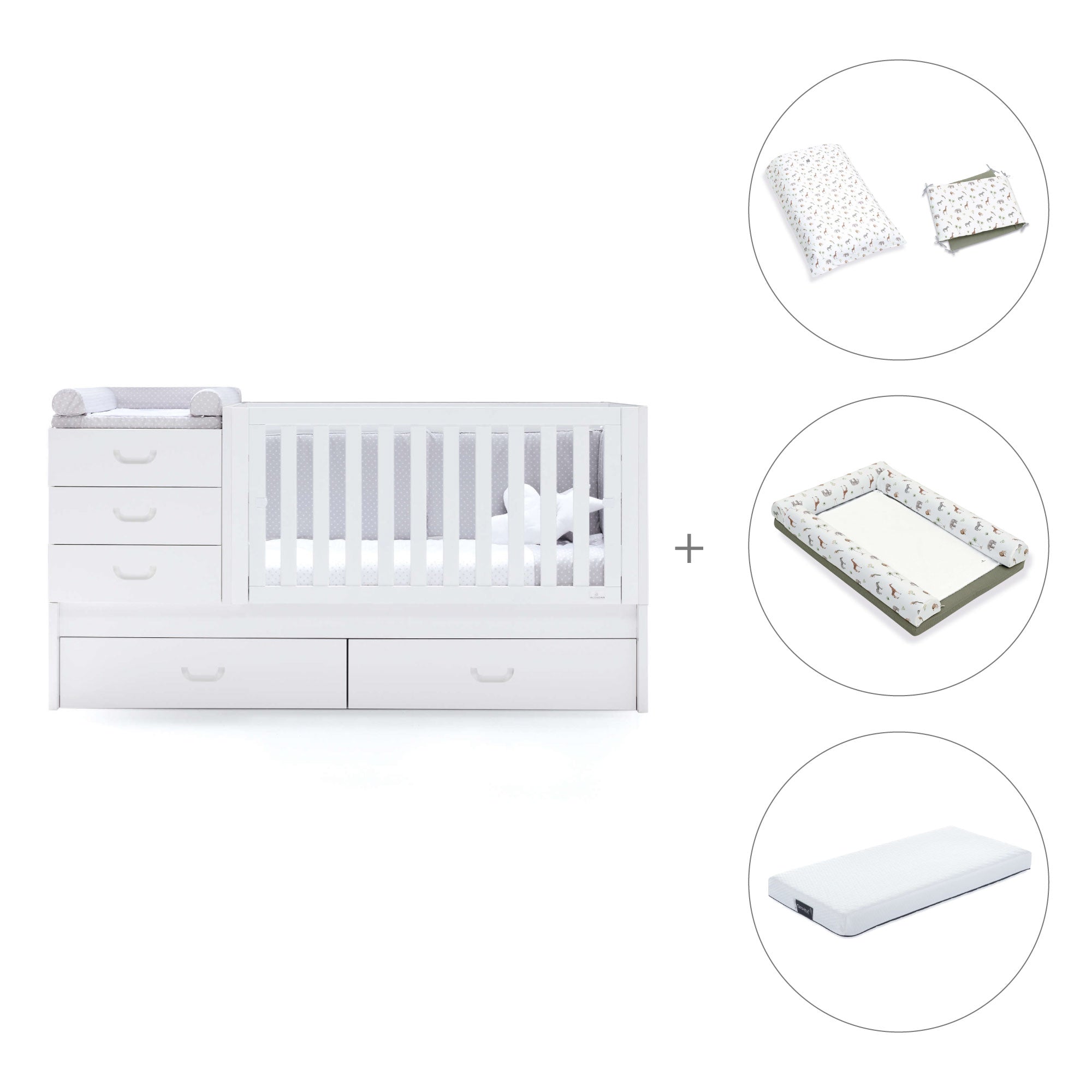 Lettino trasformabile 70x140 cm bianco · Sero Joy K559