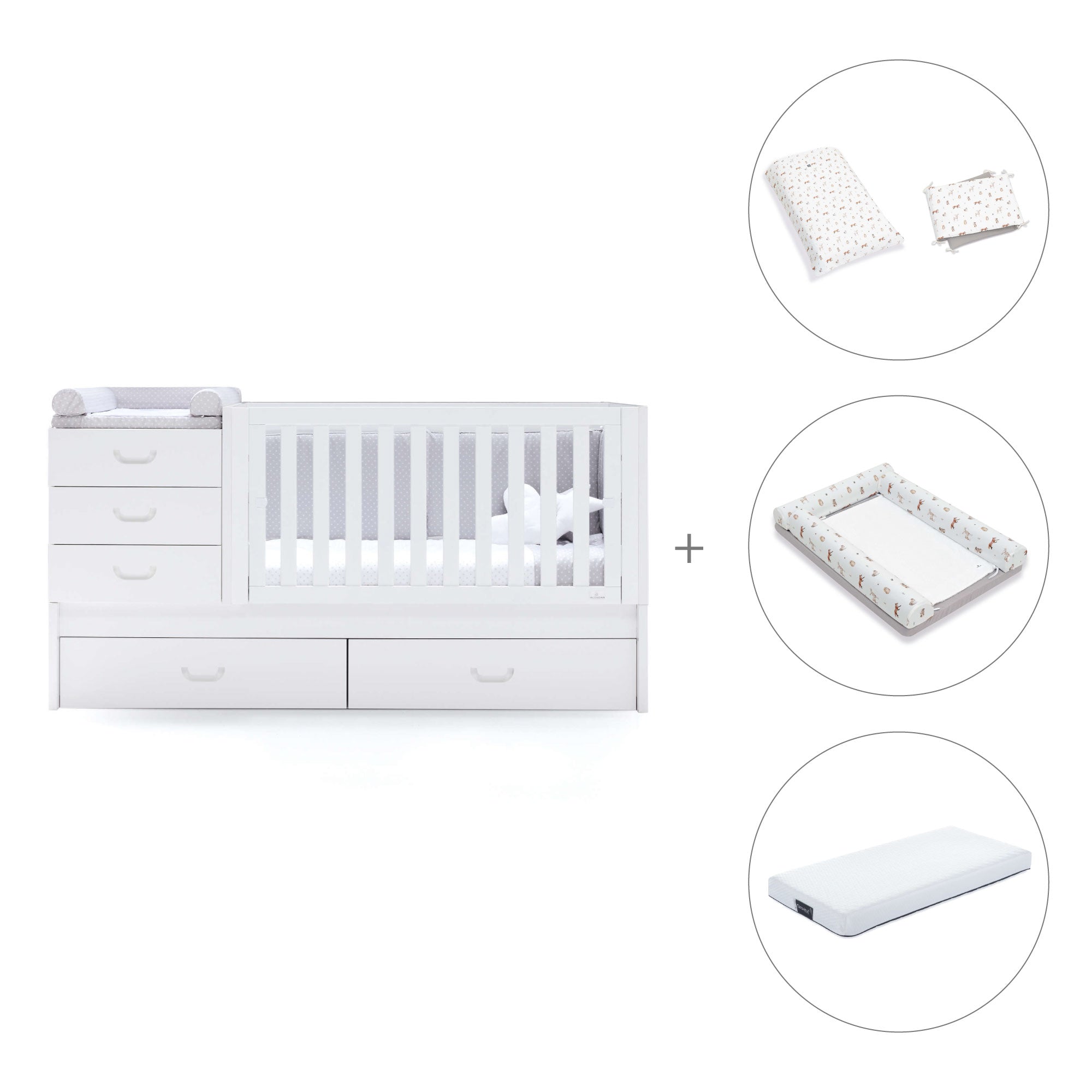 Lettino trasformabile 70x140 cm bianco · Sero Joy K559