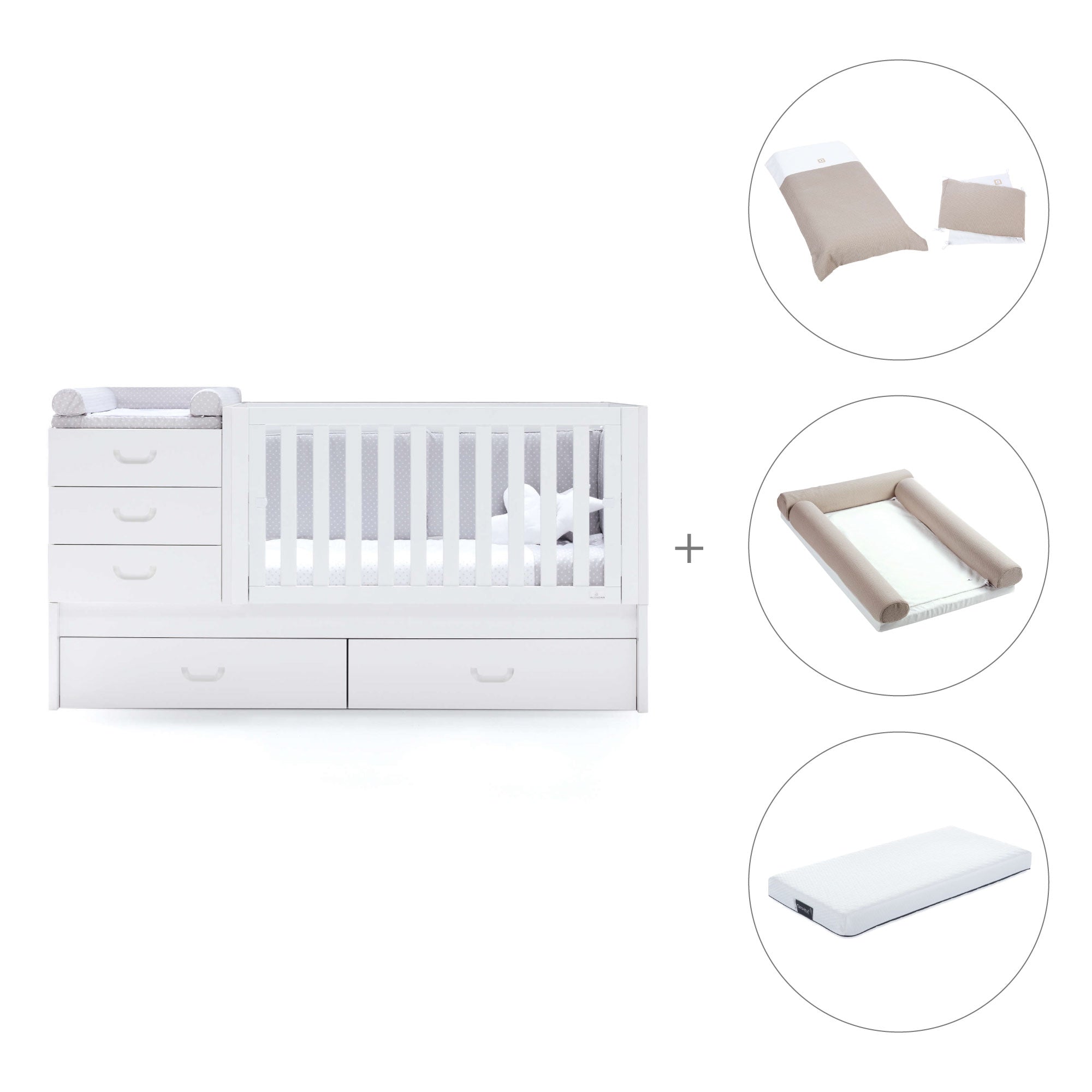 Lettino trasformabile 70x140 cm bianco · Sero Joy K559