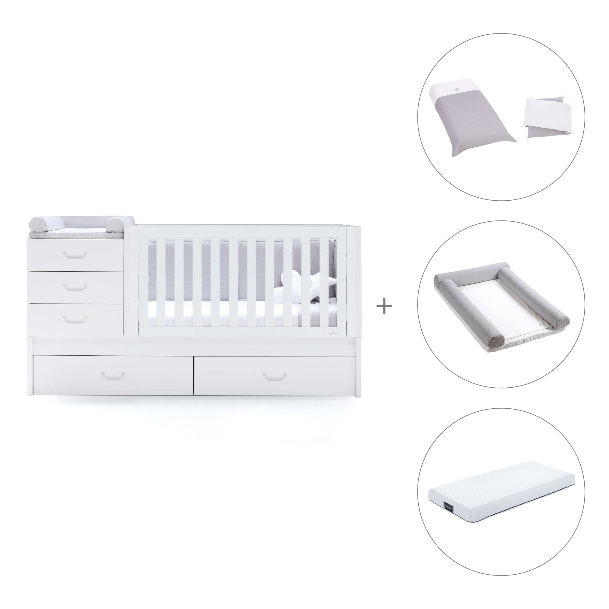 Lettino trasformabile 70x140 cm bianco · Sero Joy K559