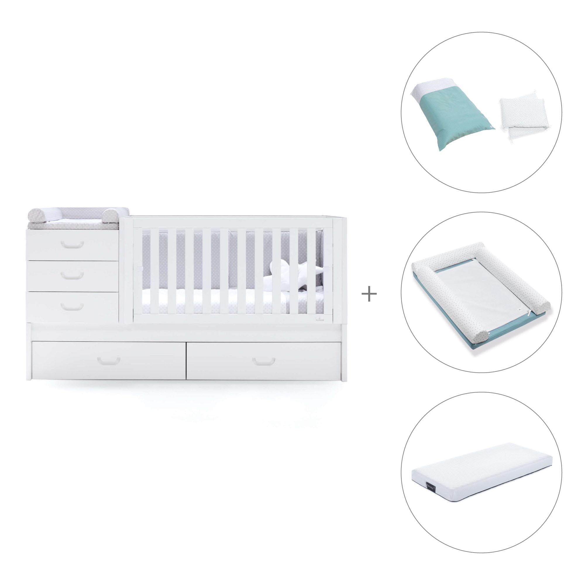 Lettino trasformabile 70x140 cm bianco · Sero Joy K559