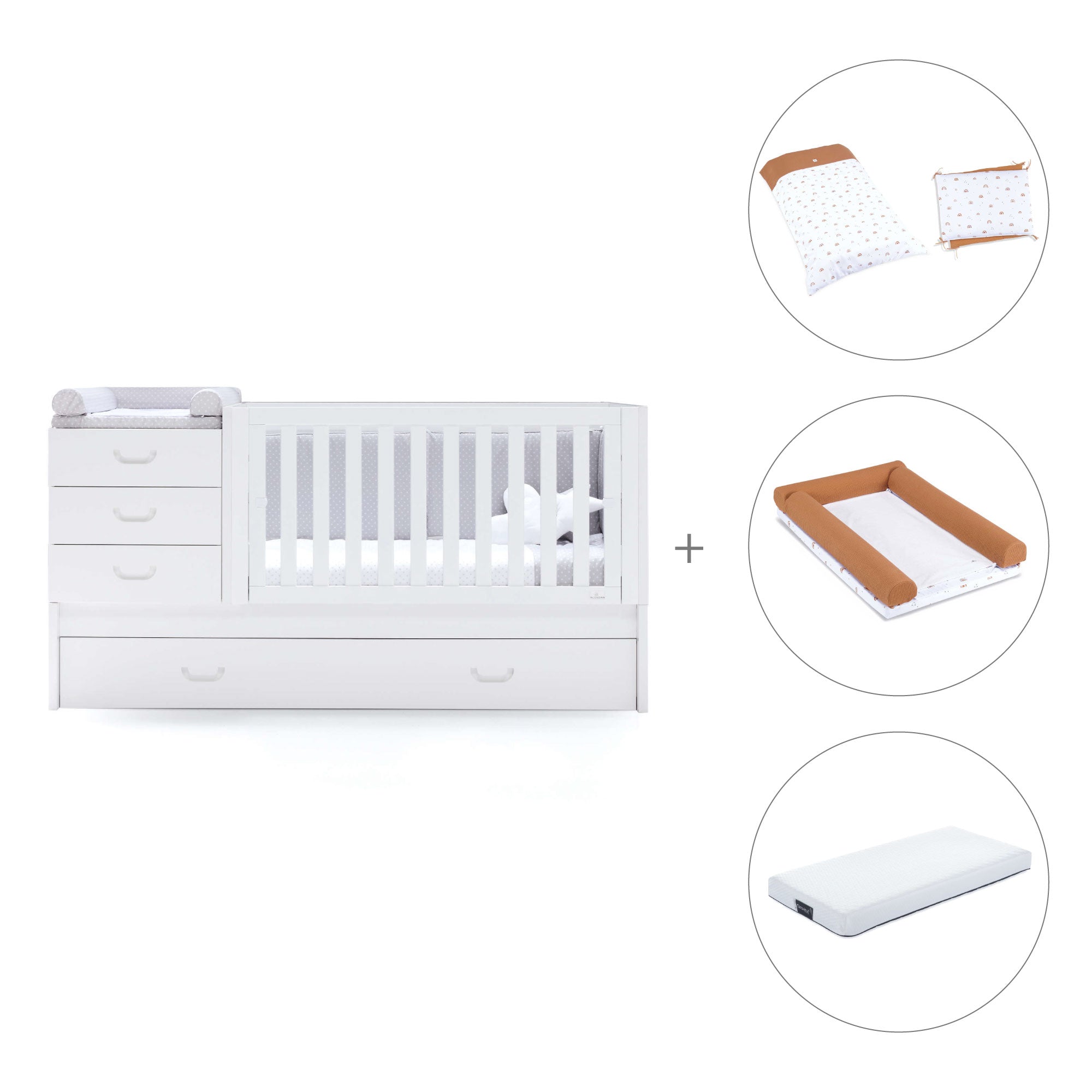 Lettino trasformabile 70x140 cm bianco · Sero Joy K559