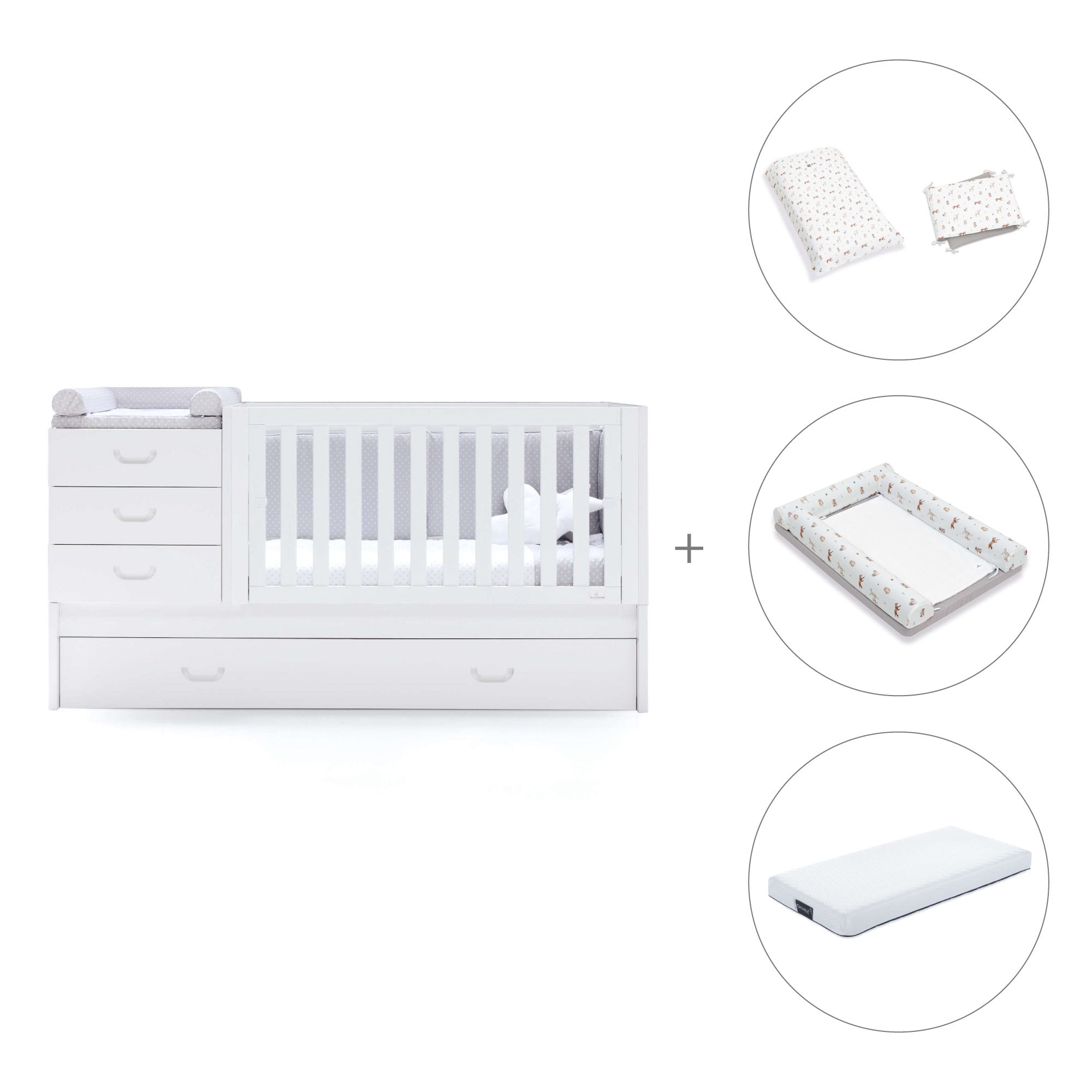 Lettino trasformabile 70x140 cm bianco · Sero Joy K559