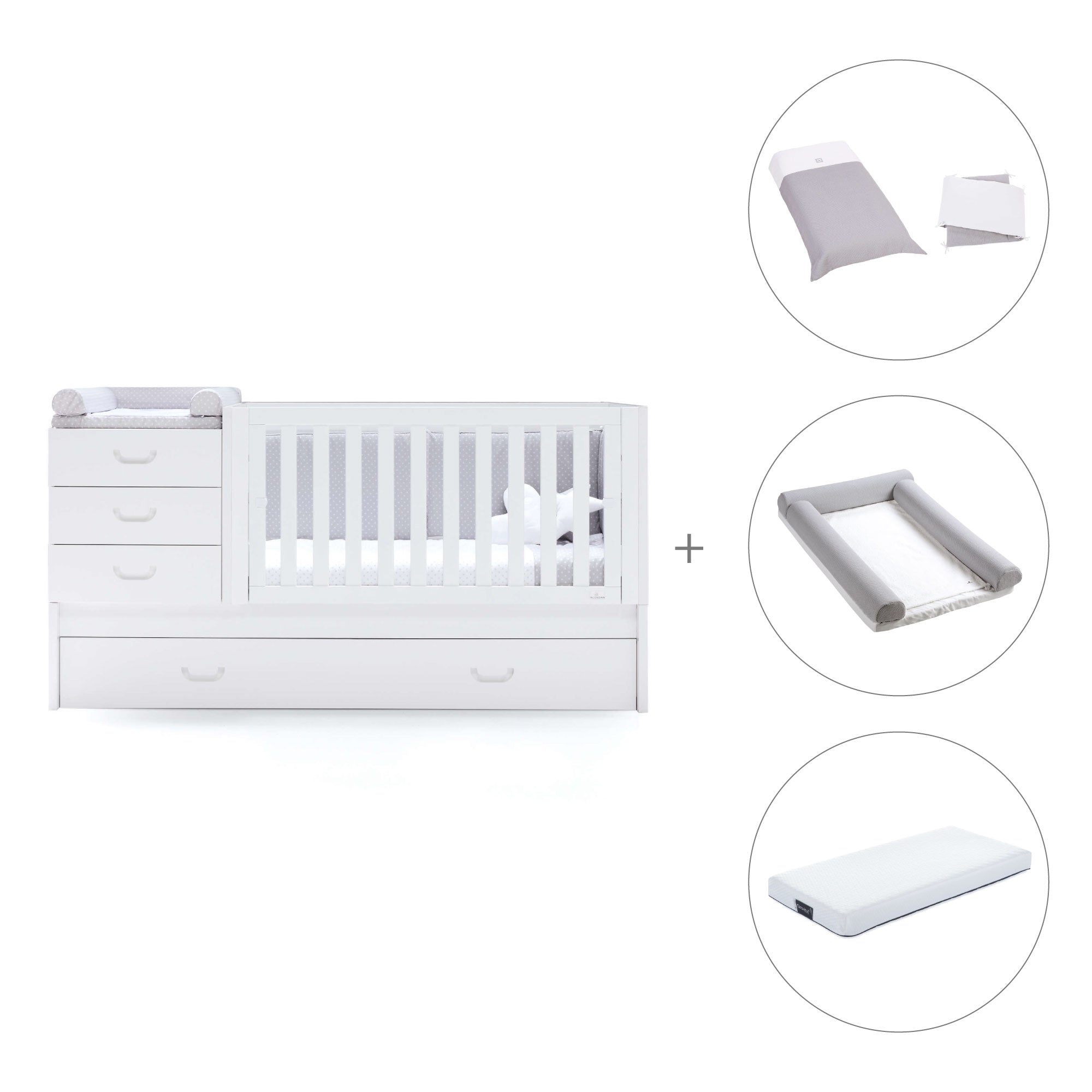 Lettino trasformabile 70x140 cm bianco · Sero Joy K559