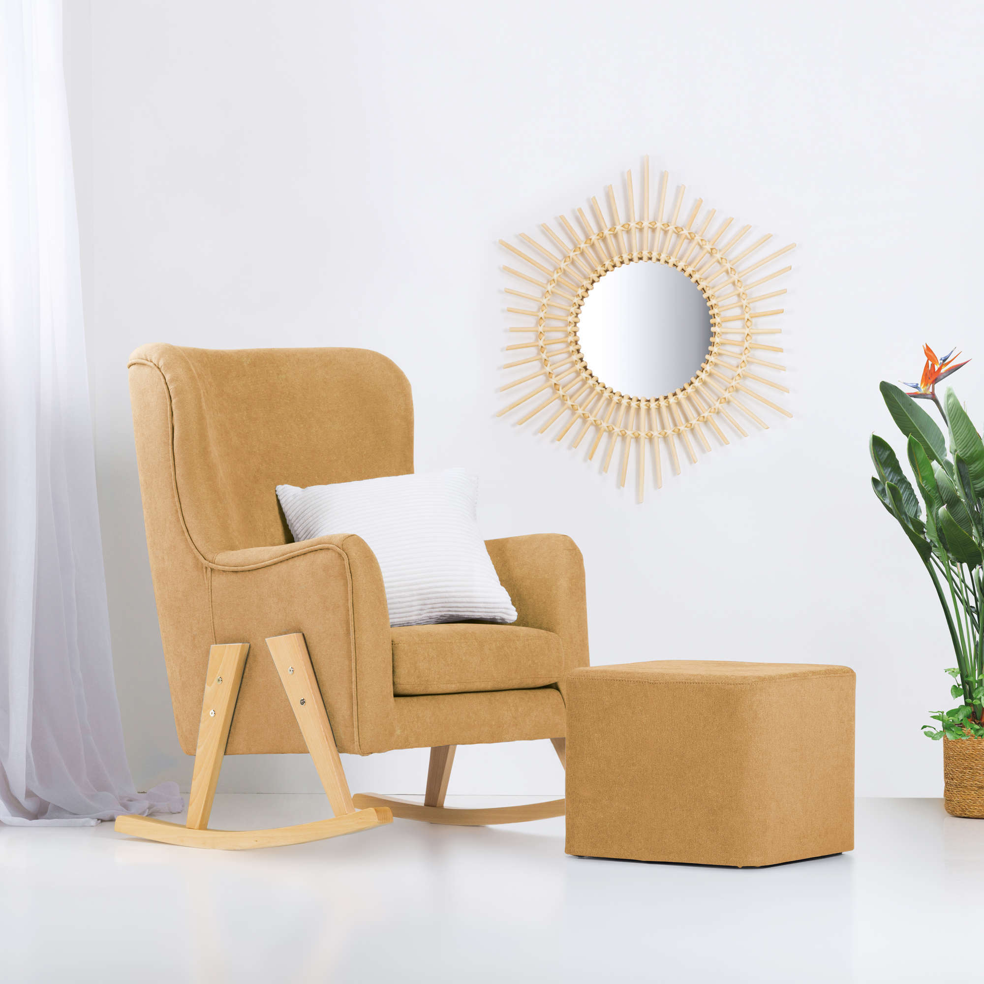 Poltrona d'allattamento con gambe legno in tessuto · Glam