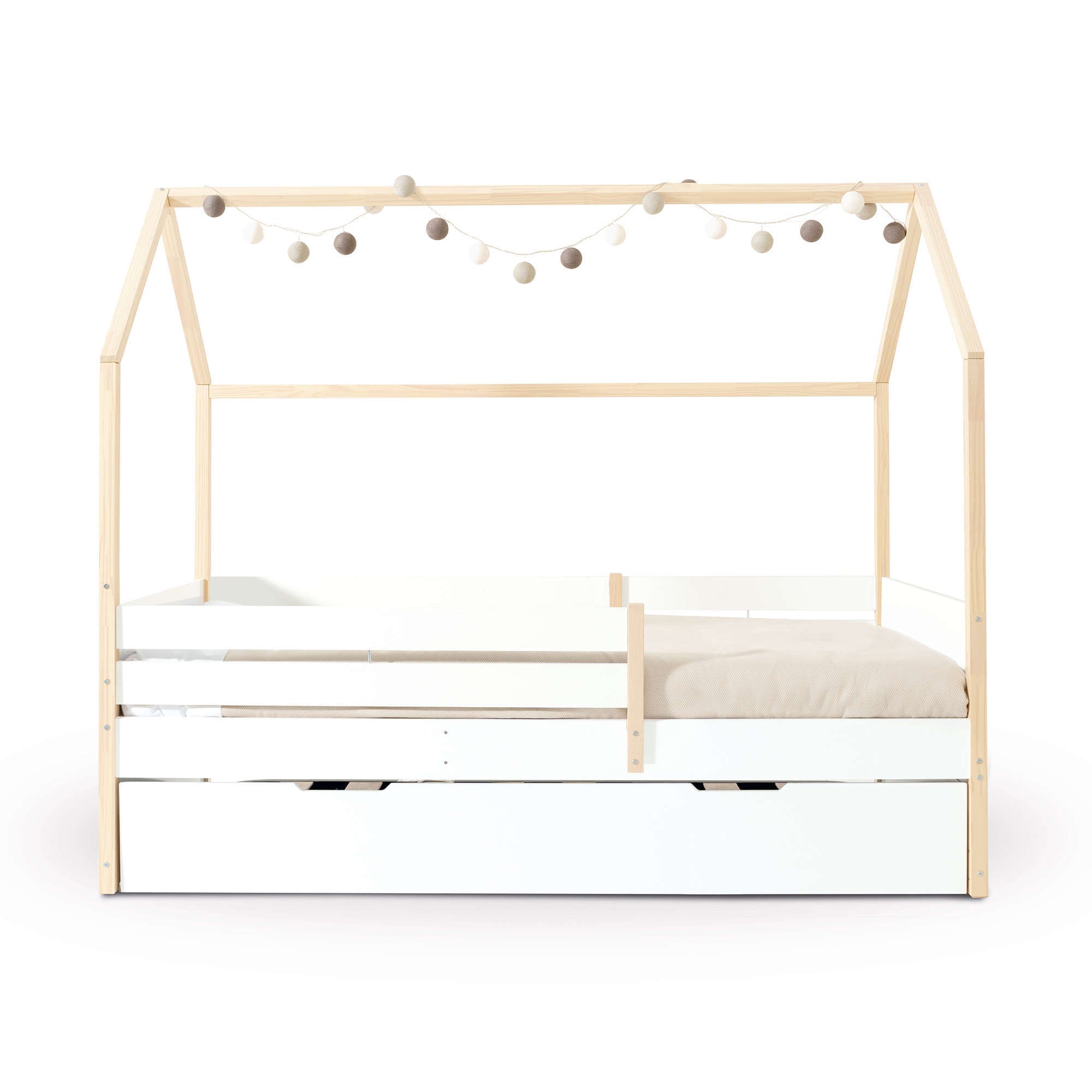 Letto-cassetta Montessori 90x200 cm legno/bianco · Sogni XL NB2000