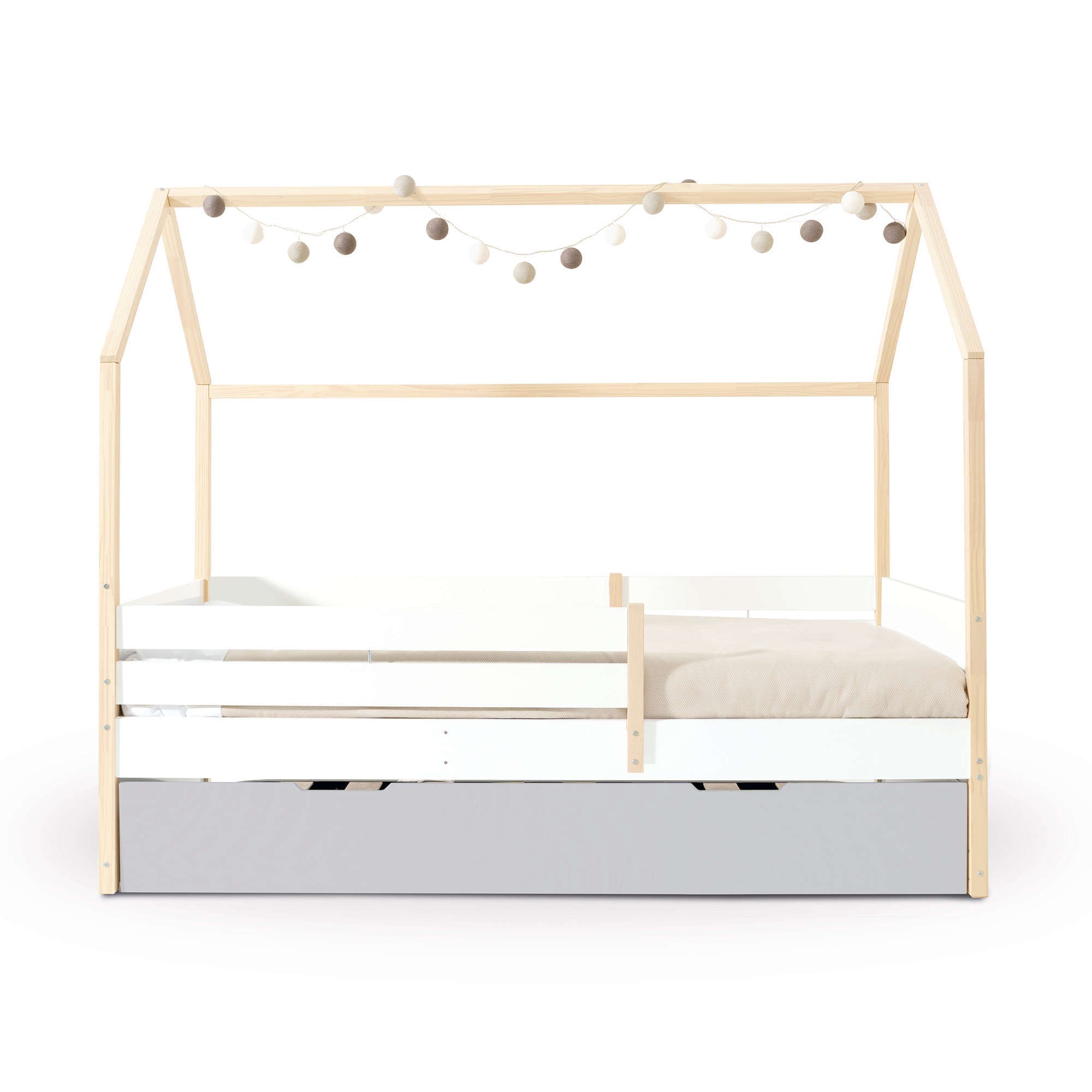 Letto-cassetta Montessori 90x200 cm legno/bianco · Sogni XL NB2000