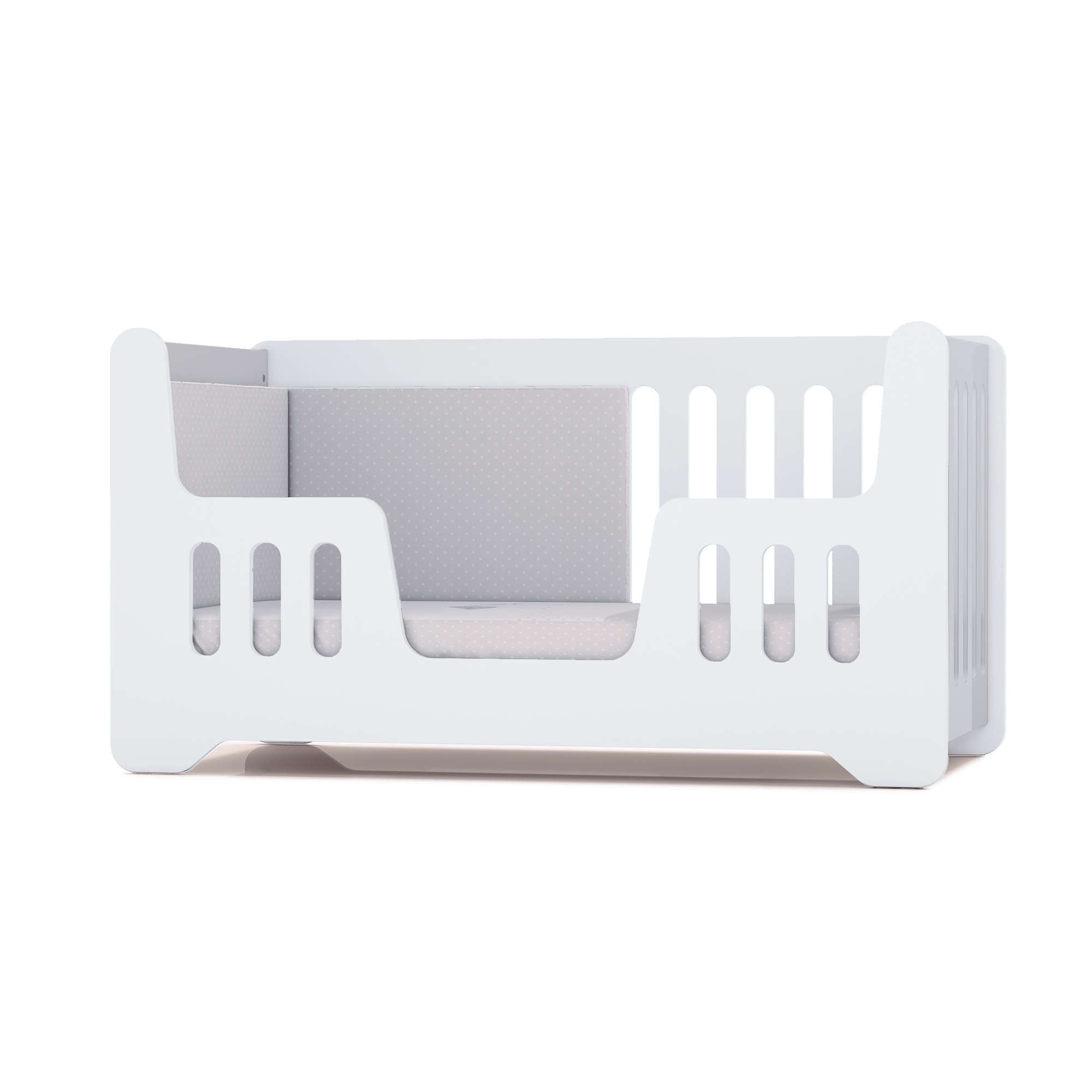 Cuna cama evolutiva de 70x140 color gris y blanco