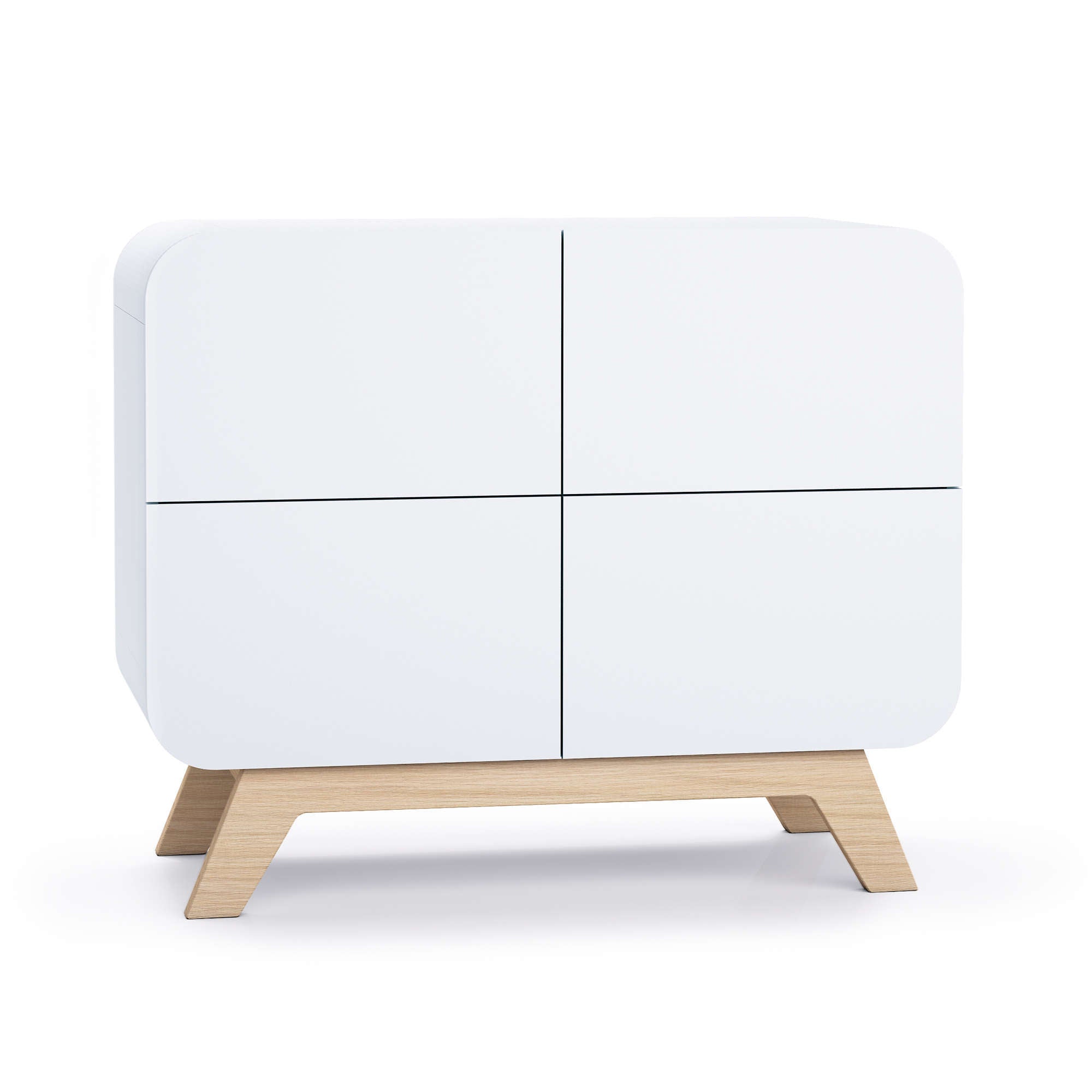 Cómoda vestidor de roble lacada en blanco acabado natural