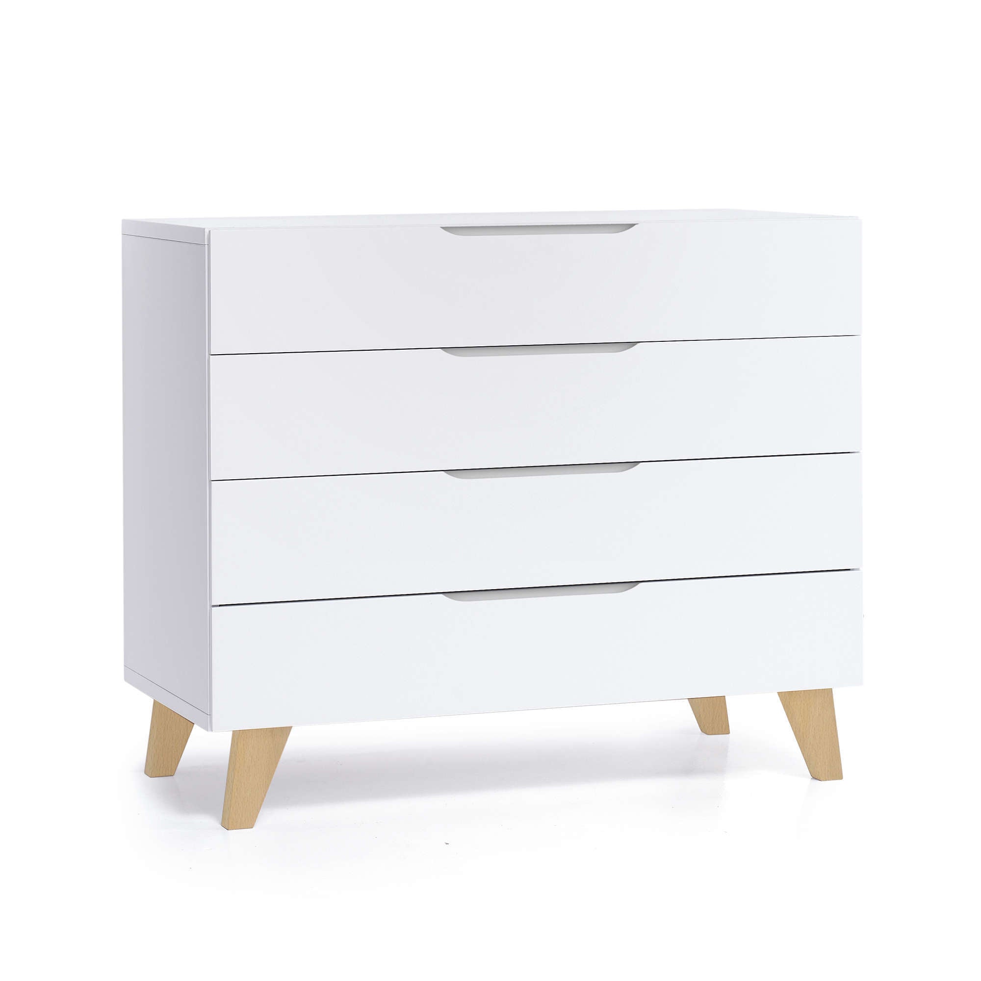 Cassettiera neonati (4 cassetti) bianco con gambe di legno · Lifestyle D247R