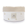 Cestino portasaponi trapuntato bambini foglie beige · Nandina 614-116