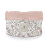 Cestino portasaponi trapuntato bambini foglie rosa · Liberty 614-132
