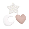 Set 3 cuscini decorazione (luna, stella, cuore) foglie rosa · Liberty 693A-132