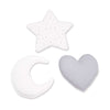 Set 3 cuscini decorazione (luna, stella, cuore) grigio · Delphin 693A-134