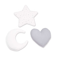 Set 3 cuscini decorazione (luna, stella, cuore) grigio · Delphin 693A-134