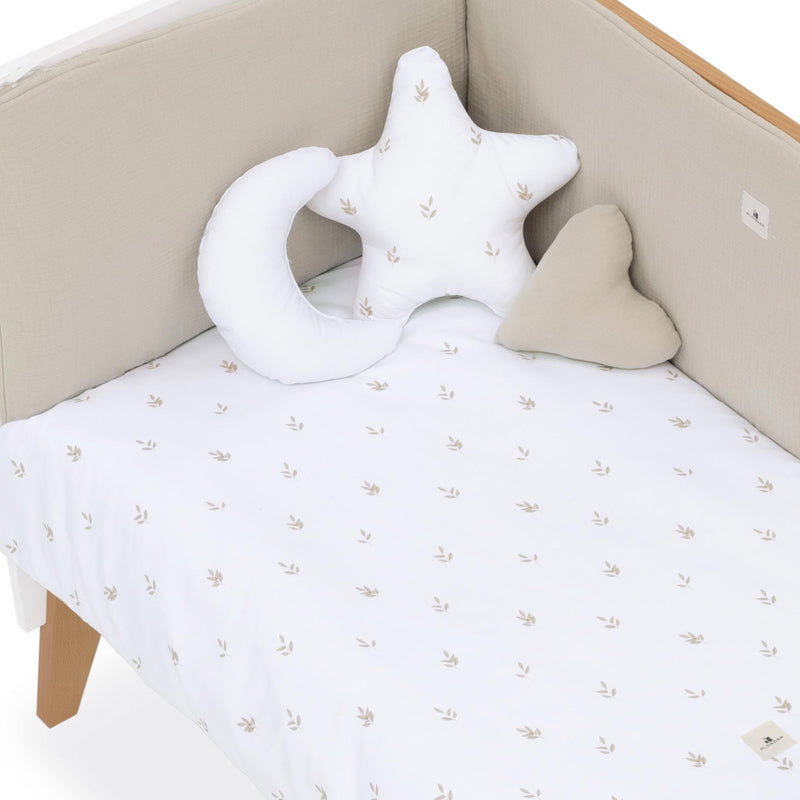 Paracolpi per lettino 70x140 cm (reversibile) foglie beige · Nandina 627A-116