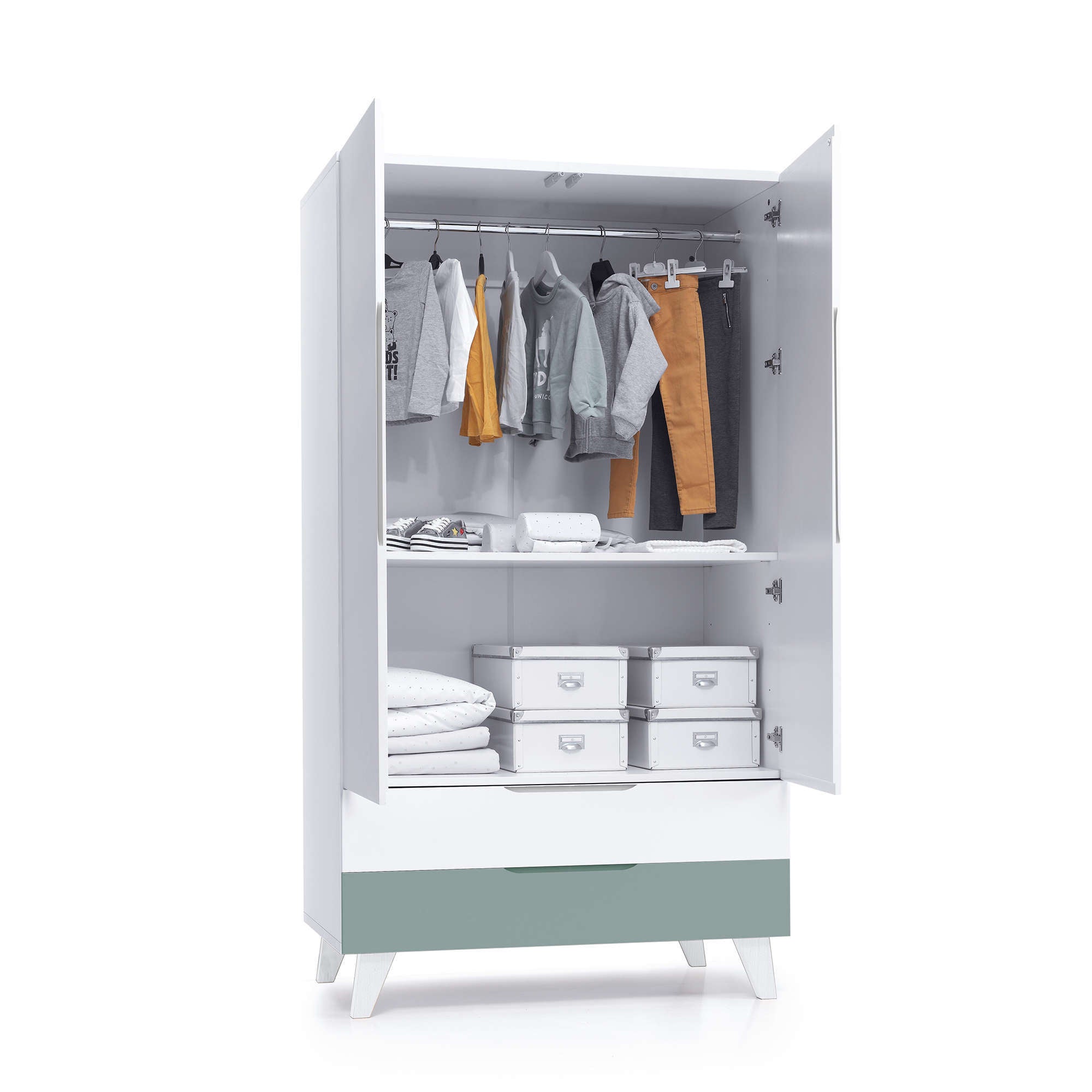 Armadio bambini (2 porte/2 cassetti) stile nordico · Style A347