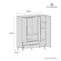 Armadio per bambini (3 porte) con gambe in legno · A447R Nomad Plus+