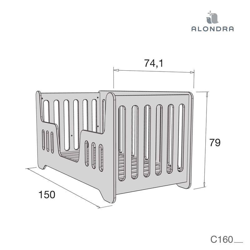 Lettino-letto bambini (2in1) 70x140 cm bianco · C160