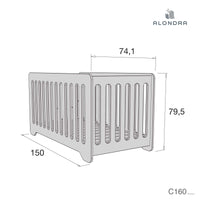 Lettino-letto bambini (2in1) 70x140 cm bianco · C160