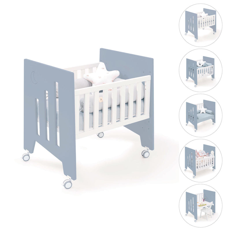Culla co-sleeping (5in1) con ruote 60x80 cm blu · Omni Uno Blue denim